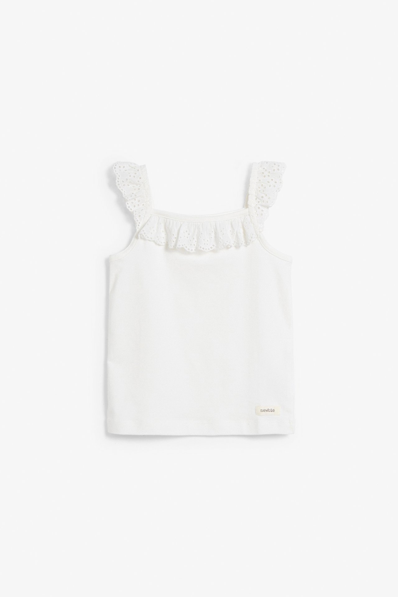Broderie anglaise lace trim singlet - Off-white - 2
