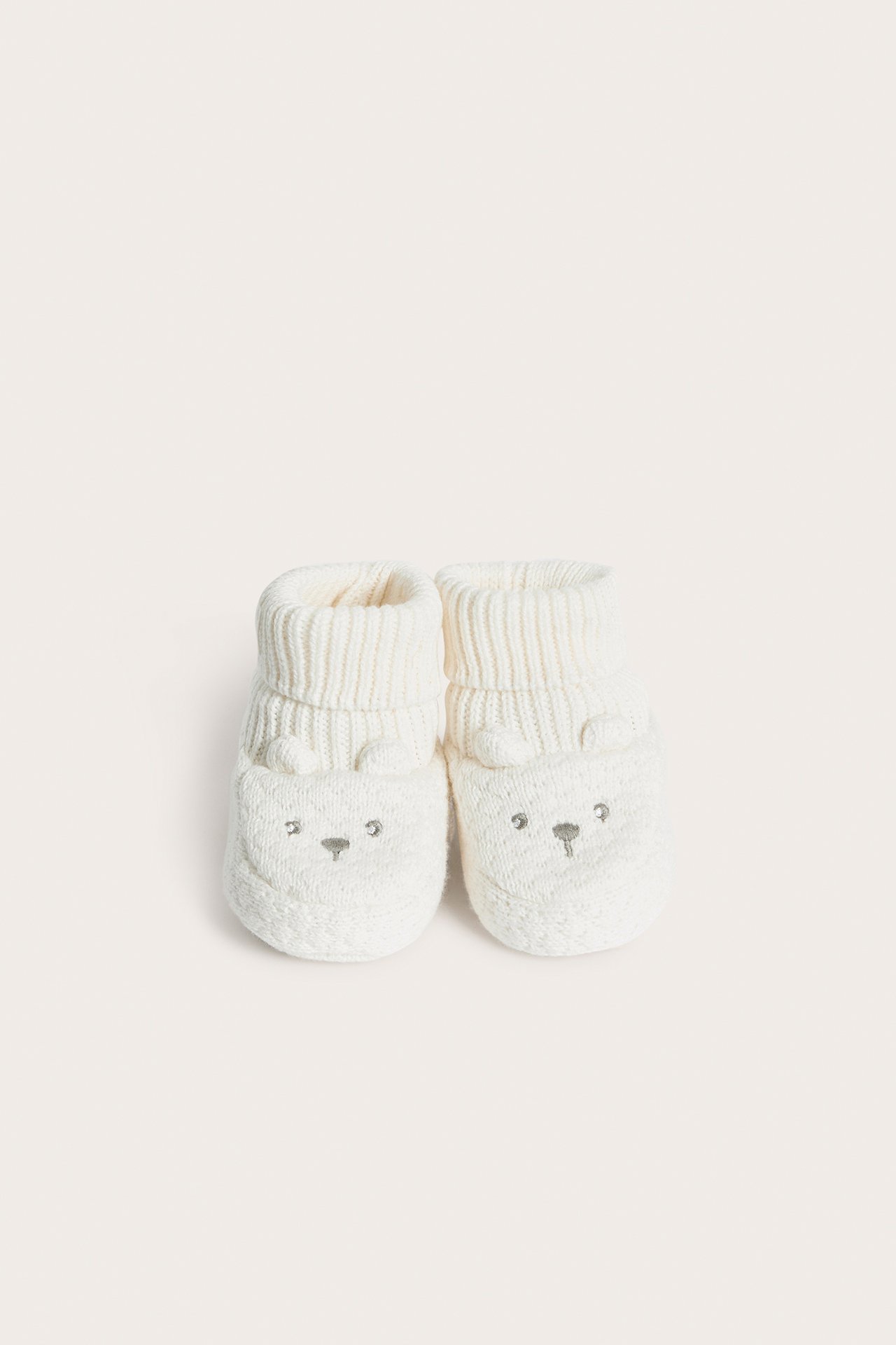 Knitted bear-face booties