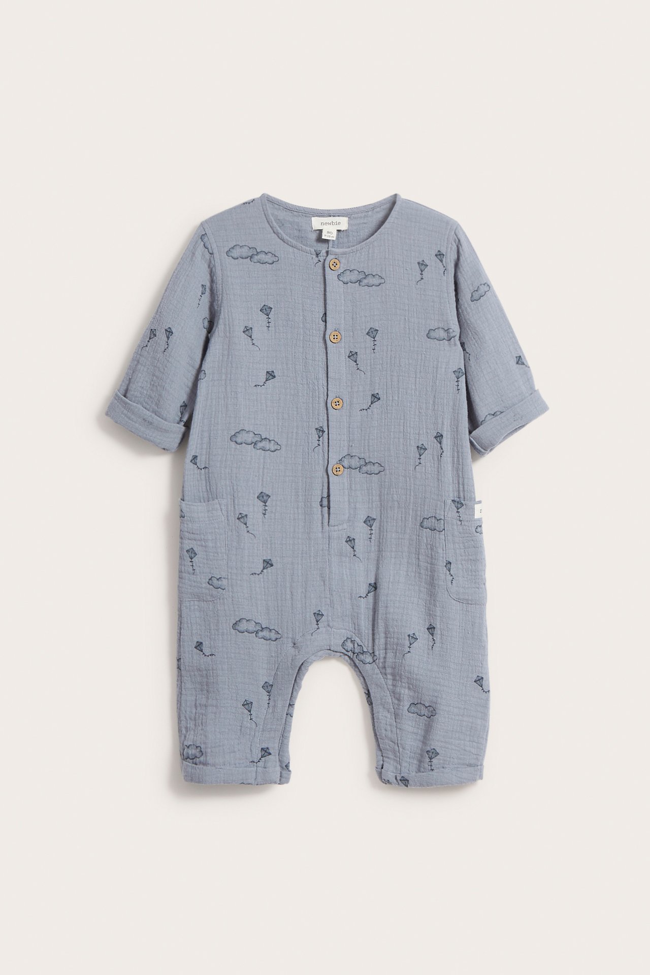 Cotton muslin kite jumpsuit - Light blue  - 2