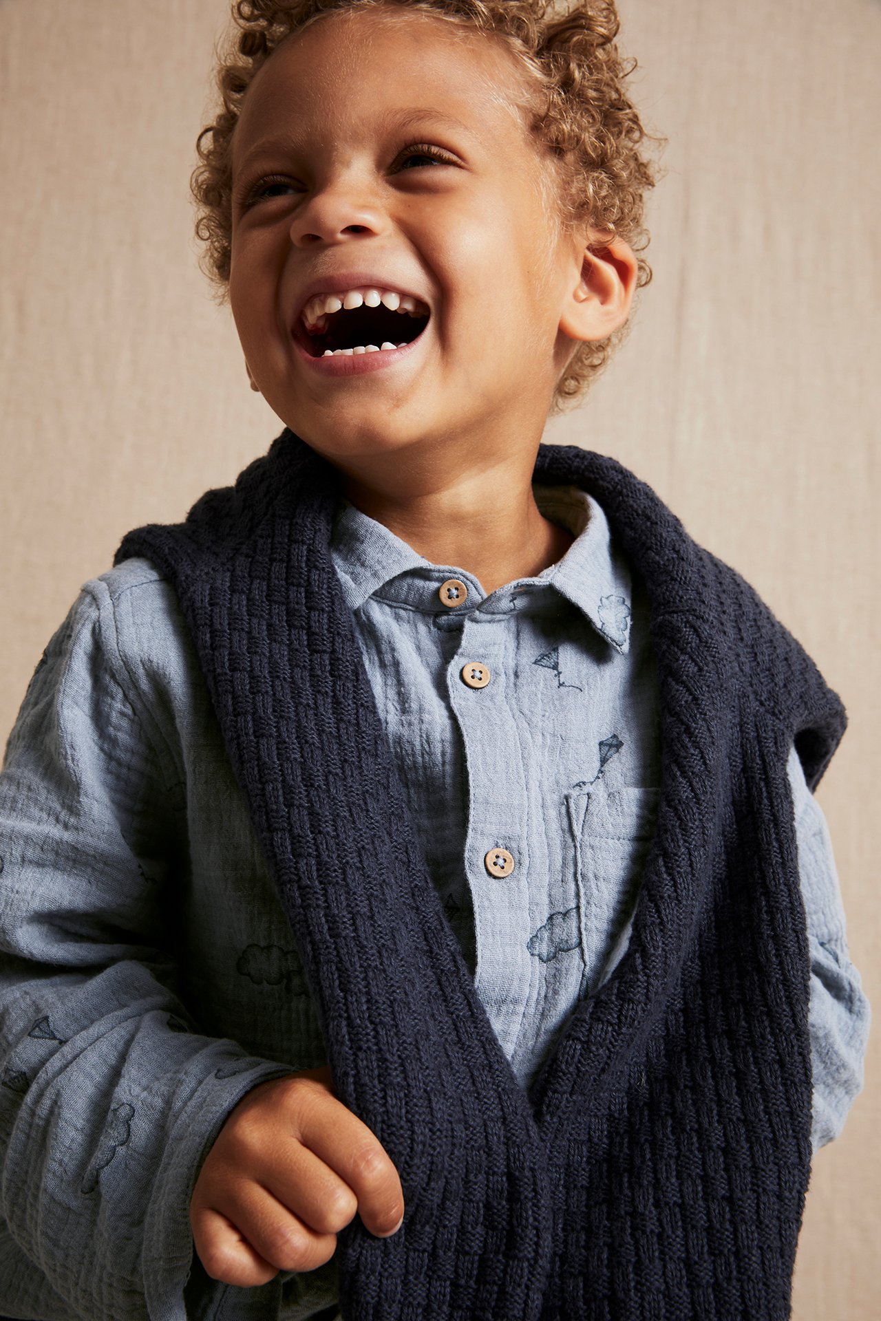 Cotton muslin kite shirt - Light blue - 3