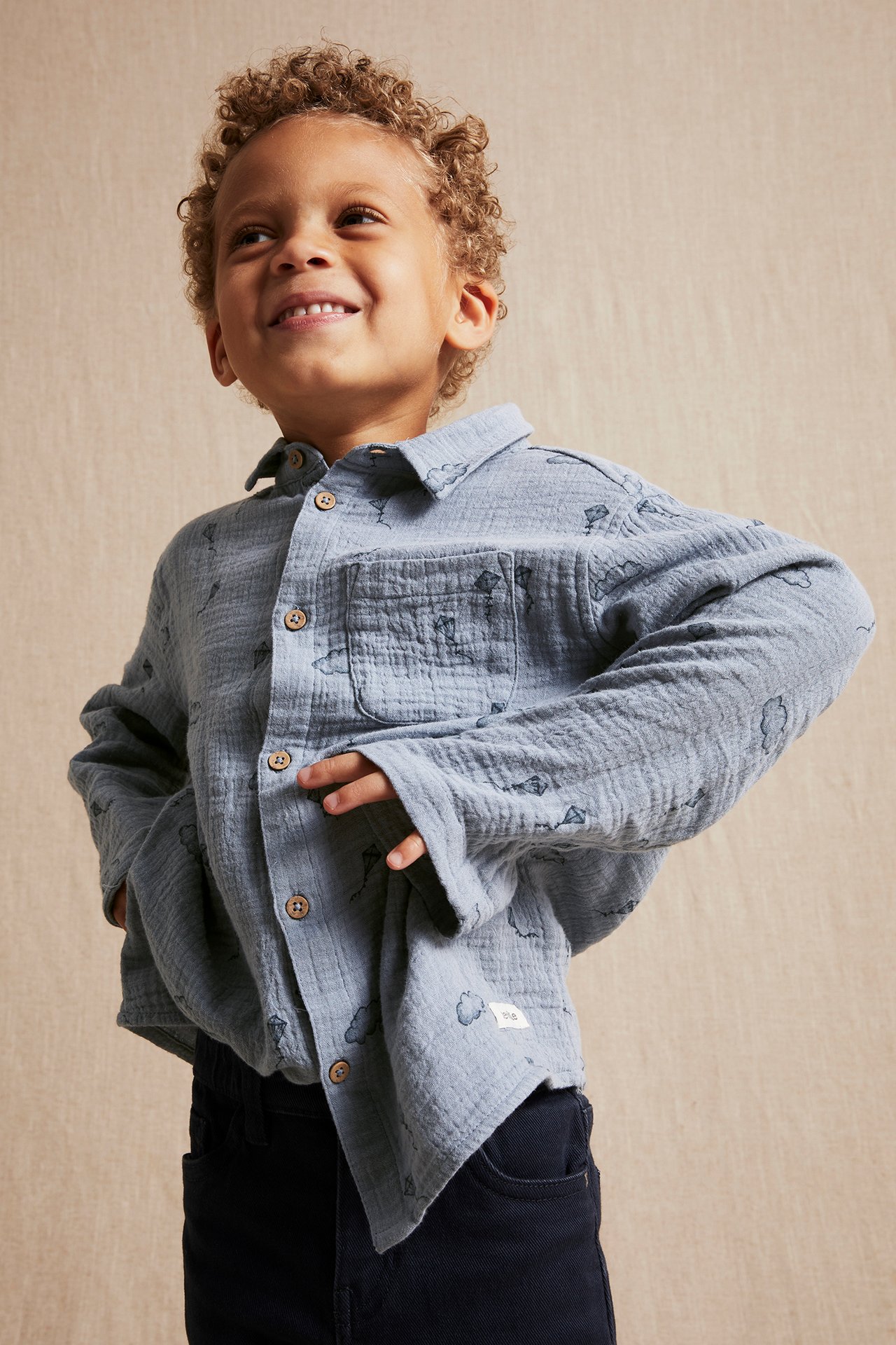 Cotton muslin kite shirt - Light blue - 4