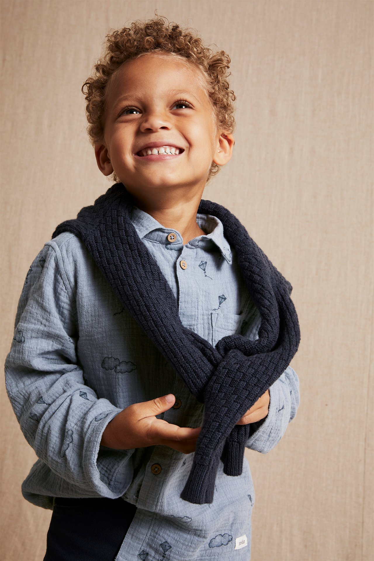 Cotton muslin kite shirt - Light blue - 1