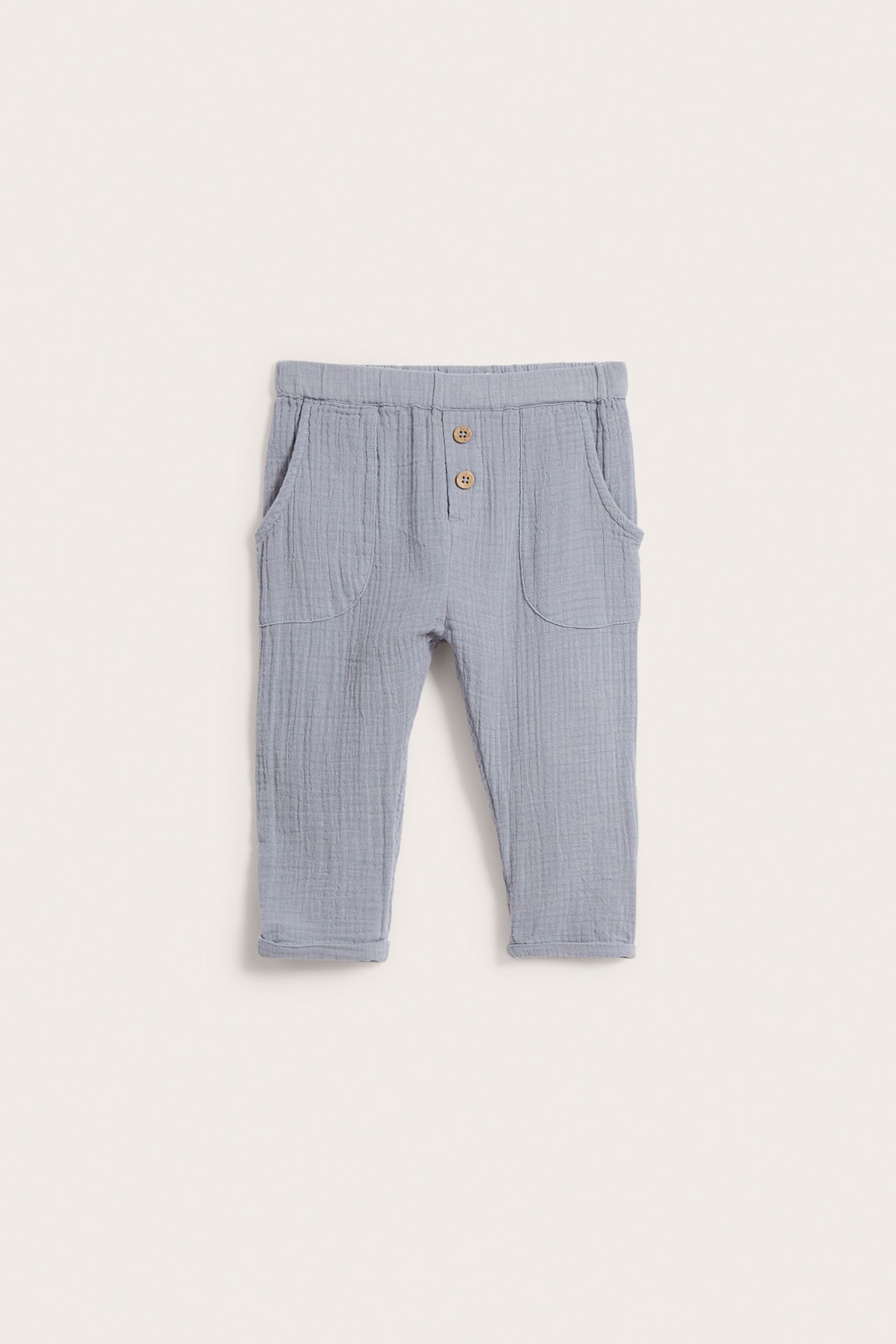 Cotton muslin pants - Light blue  - 2