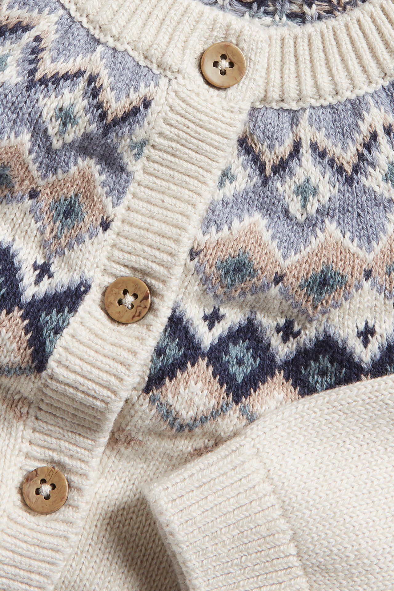 Strickjacke mit Jacquardmuster - Beige meliert - 1