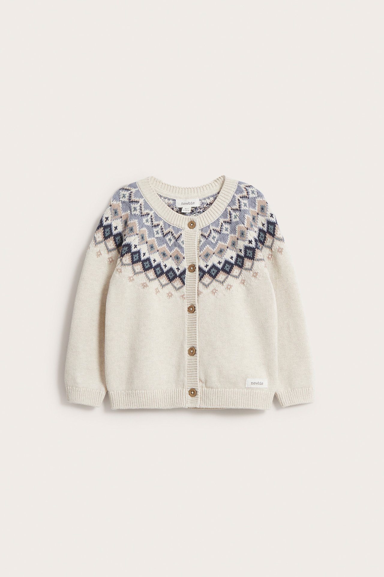 Strickjacke mit Jacquardmuster - Beige meliert - 2