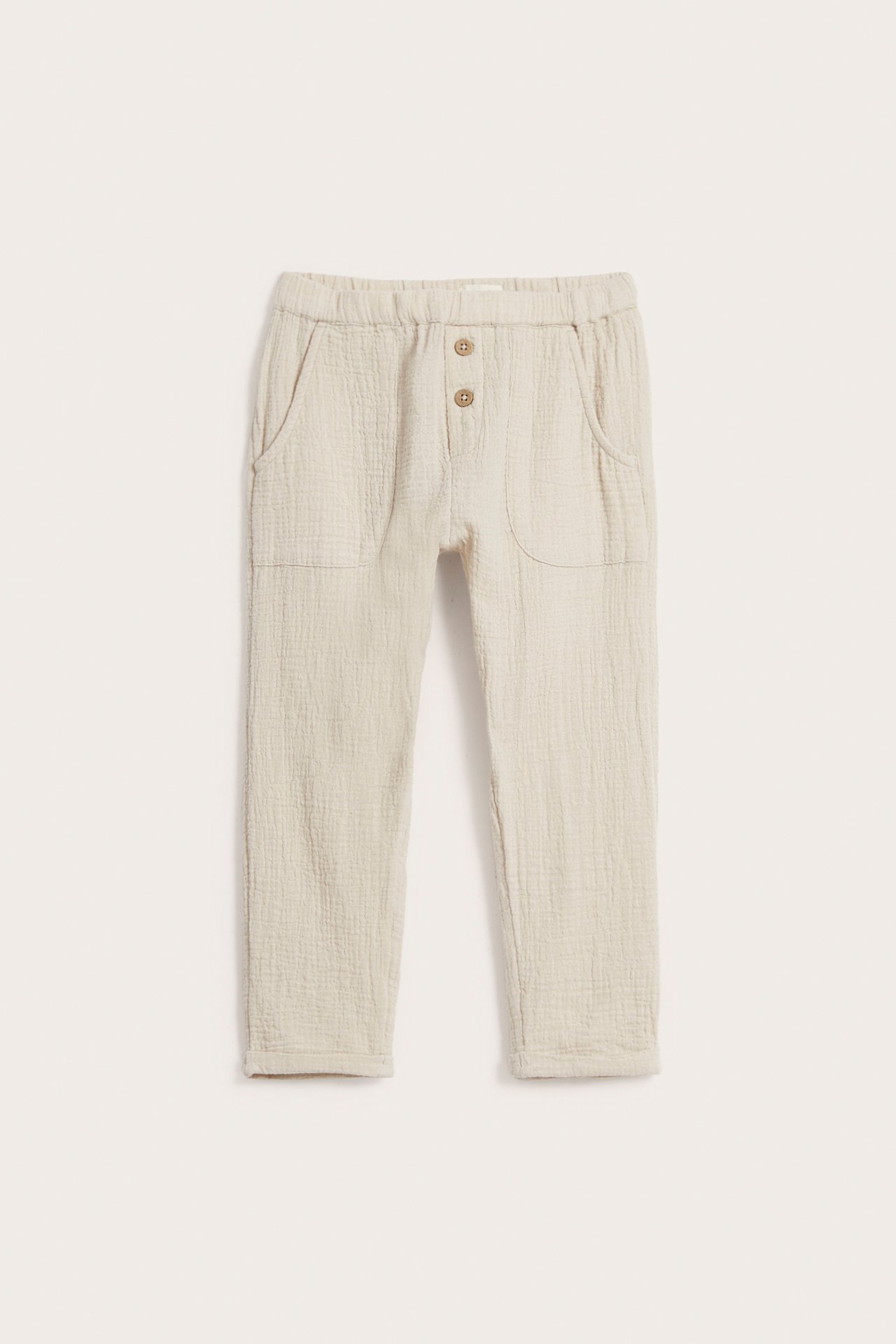 Cotton muslin pants - Beige - 2