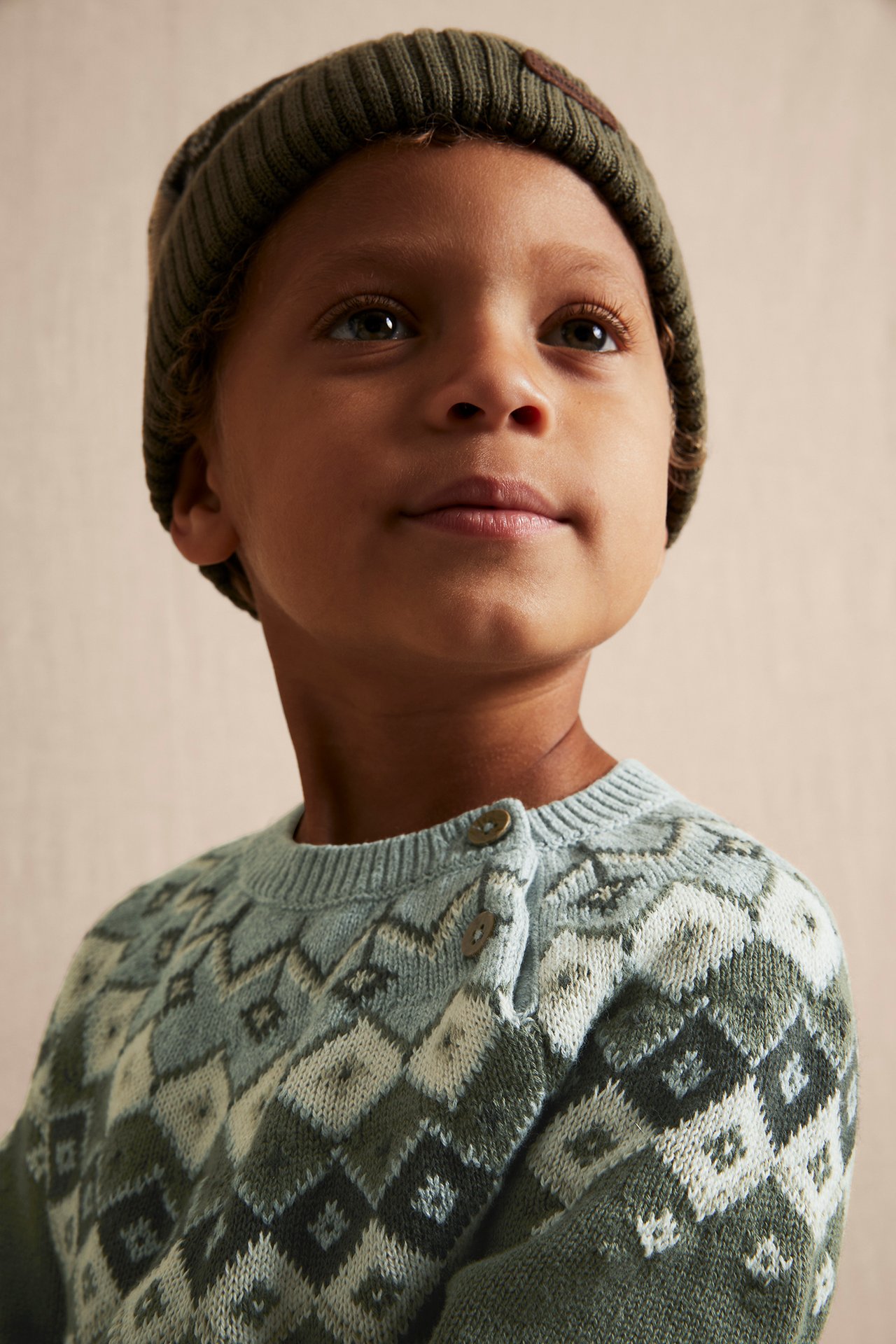Pullover mit Jacquardmuster an der Passe - Khakigrün - 4
