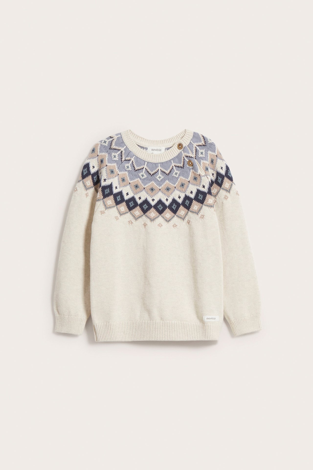 Jacquard-knit sweater - Beige mélange - 2