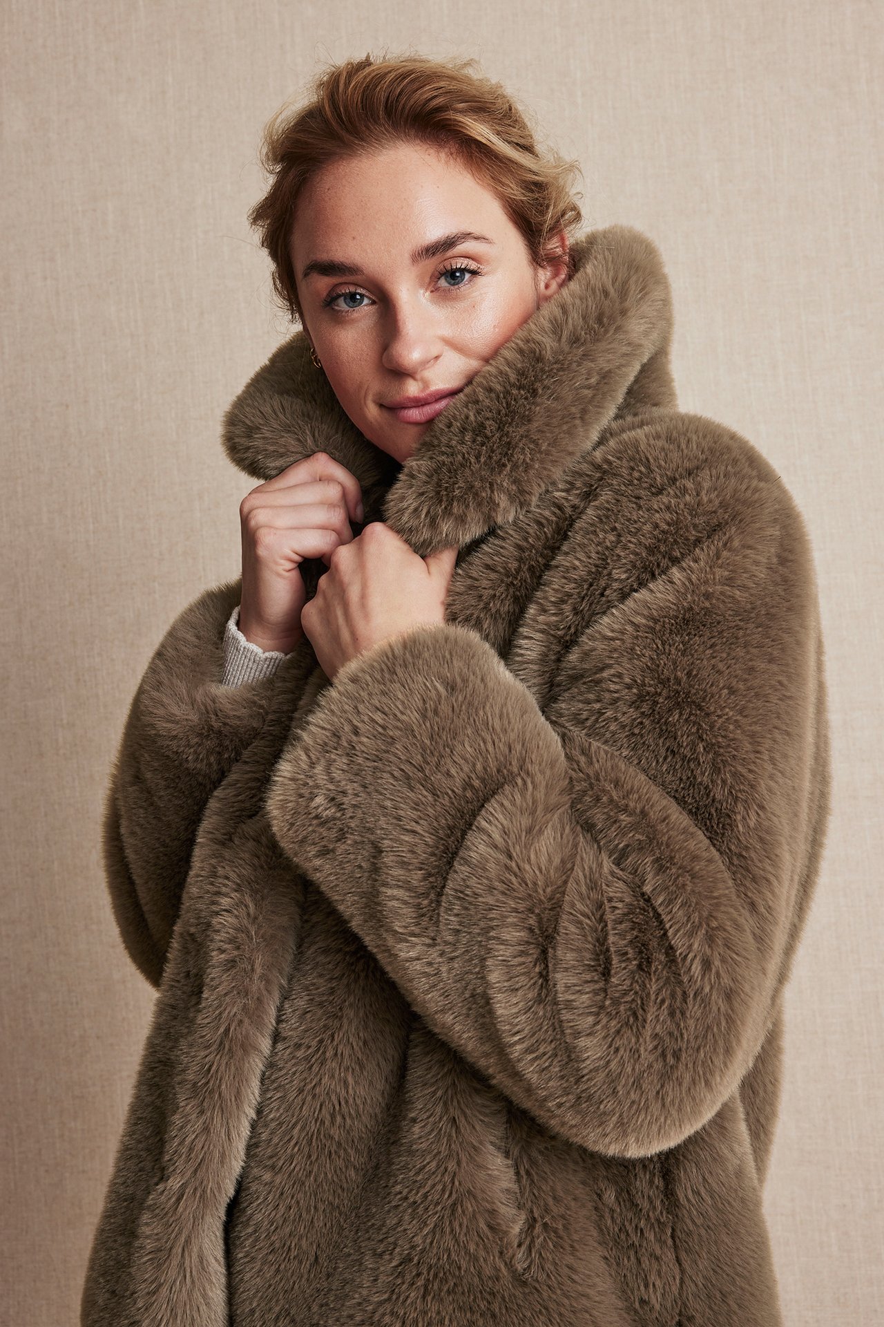 Women's faux fur jacket - Brown - 170cm / Storlek: S - 5