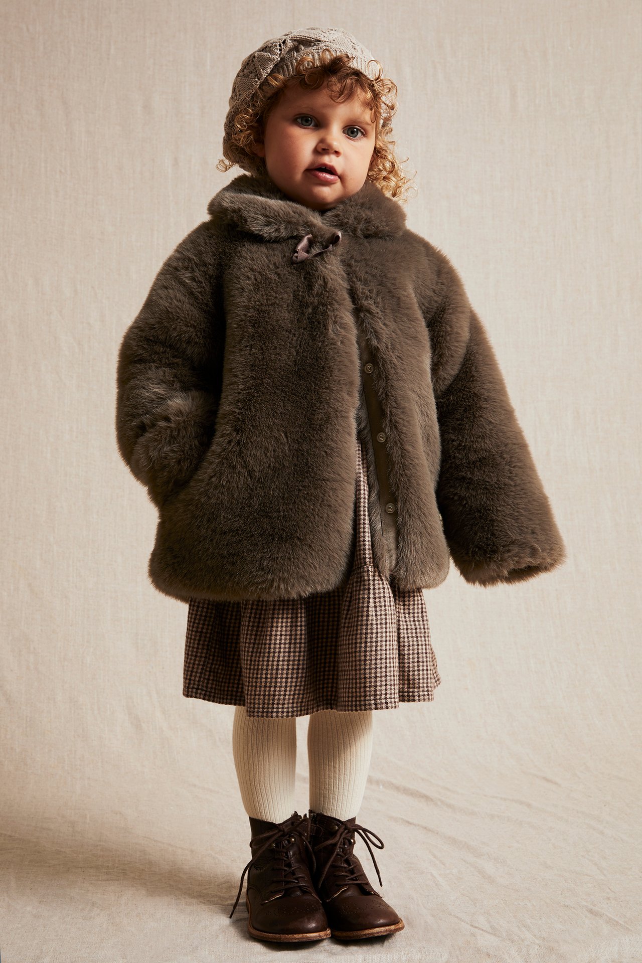 Faux fur jacket - Brown - 4