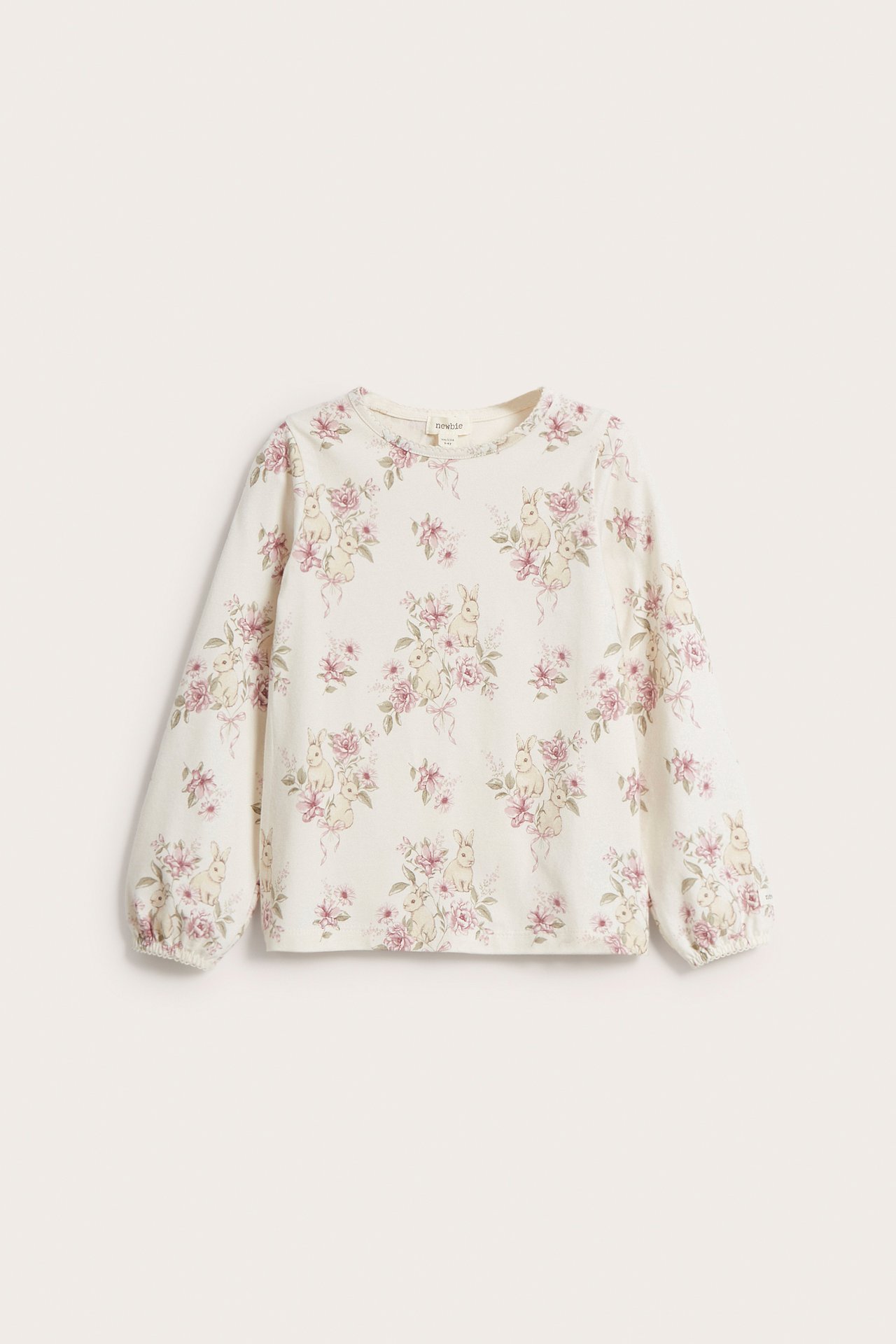 Bunnies and flowers top - Off-white - 2