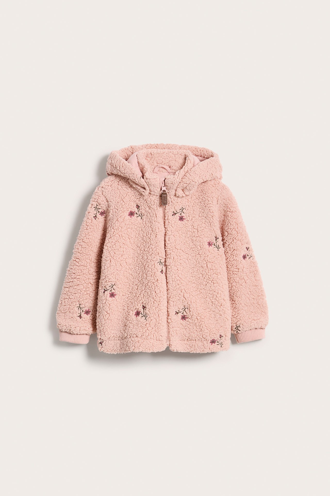 Jacke aus Bouclé mit Blumenstickerei - Rosa - 5