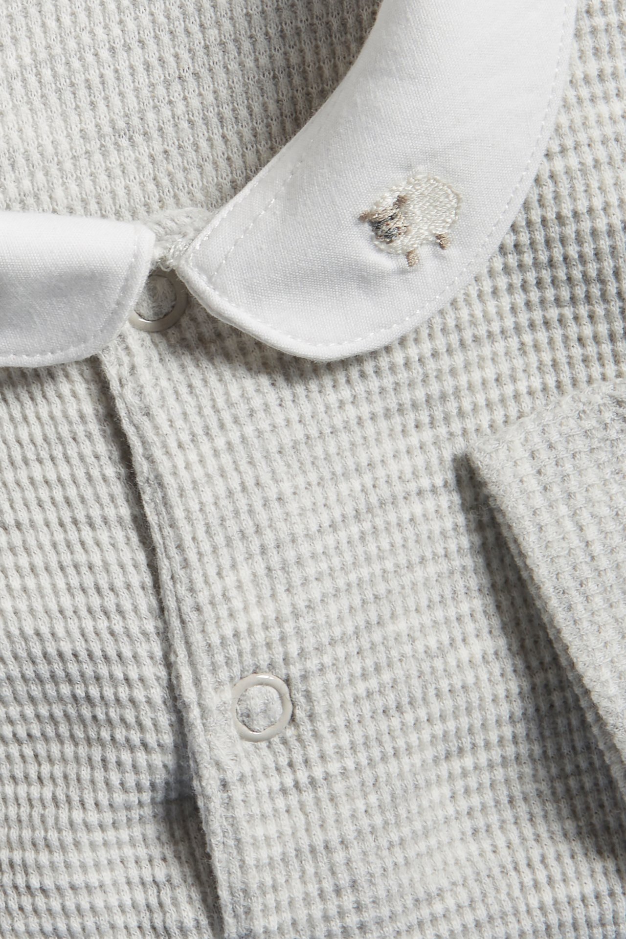 Waffle texture lamb sleepsuit - Beige mélange - 1