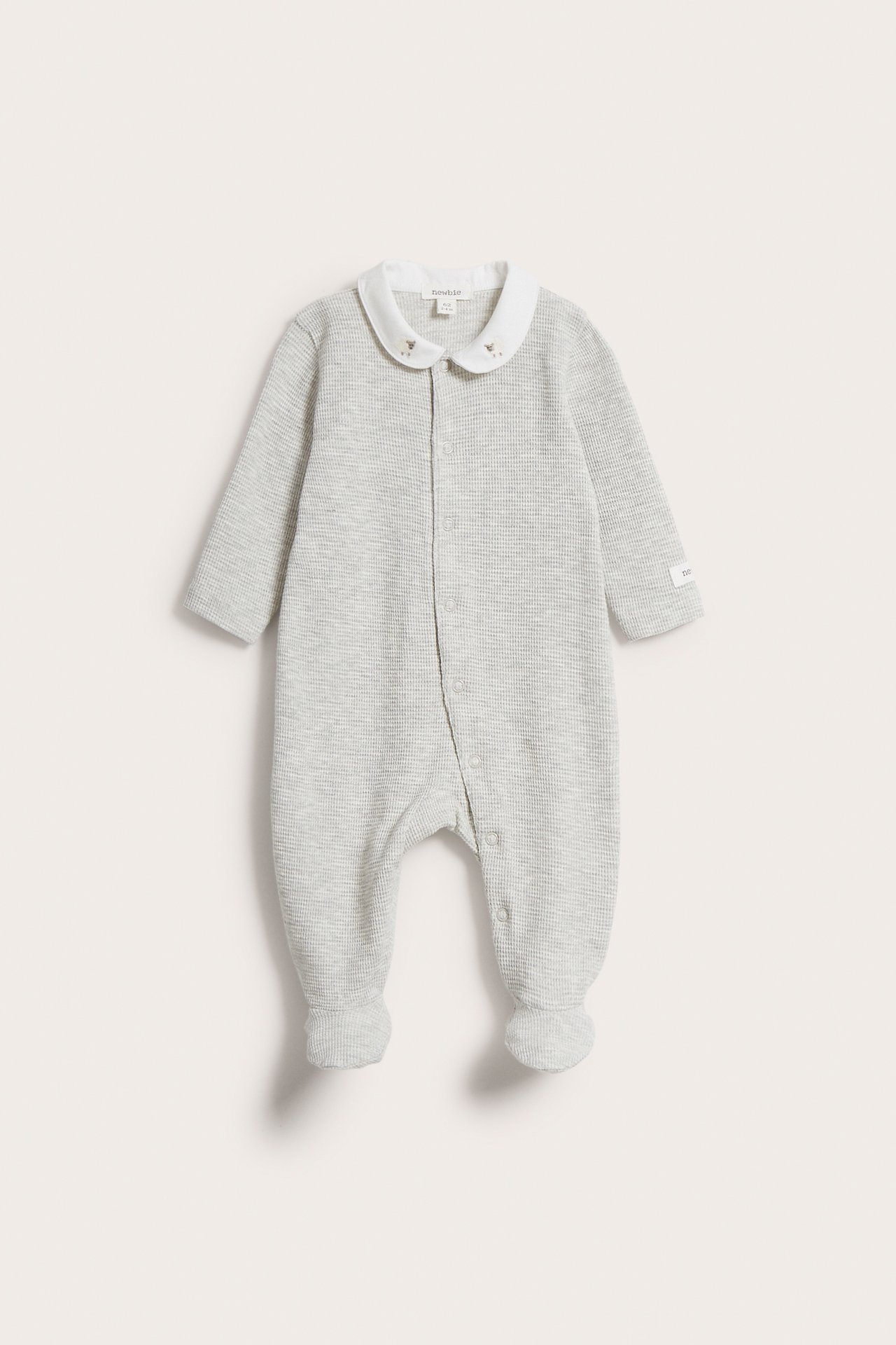 Waffle texture lamb sleepsuit - Beige mélange - 2