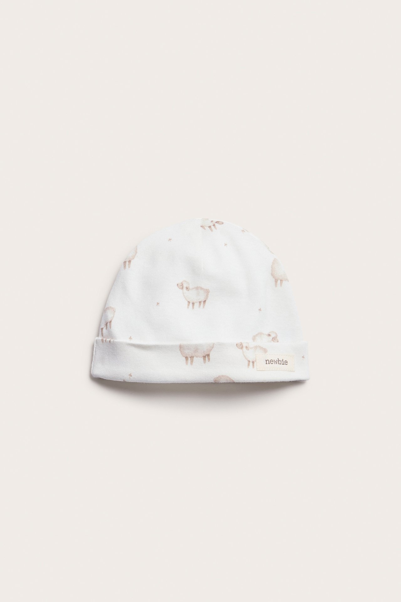 Newborn white lamb patterned hat - Off-white - 1
