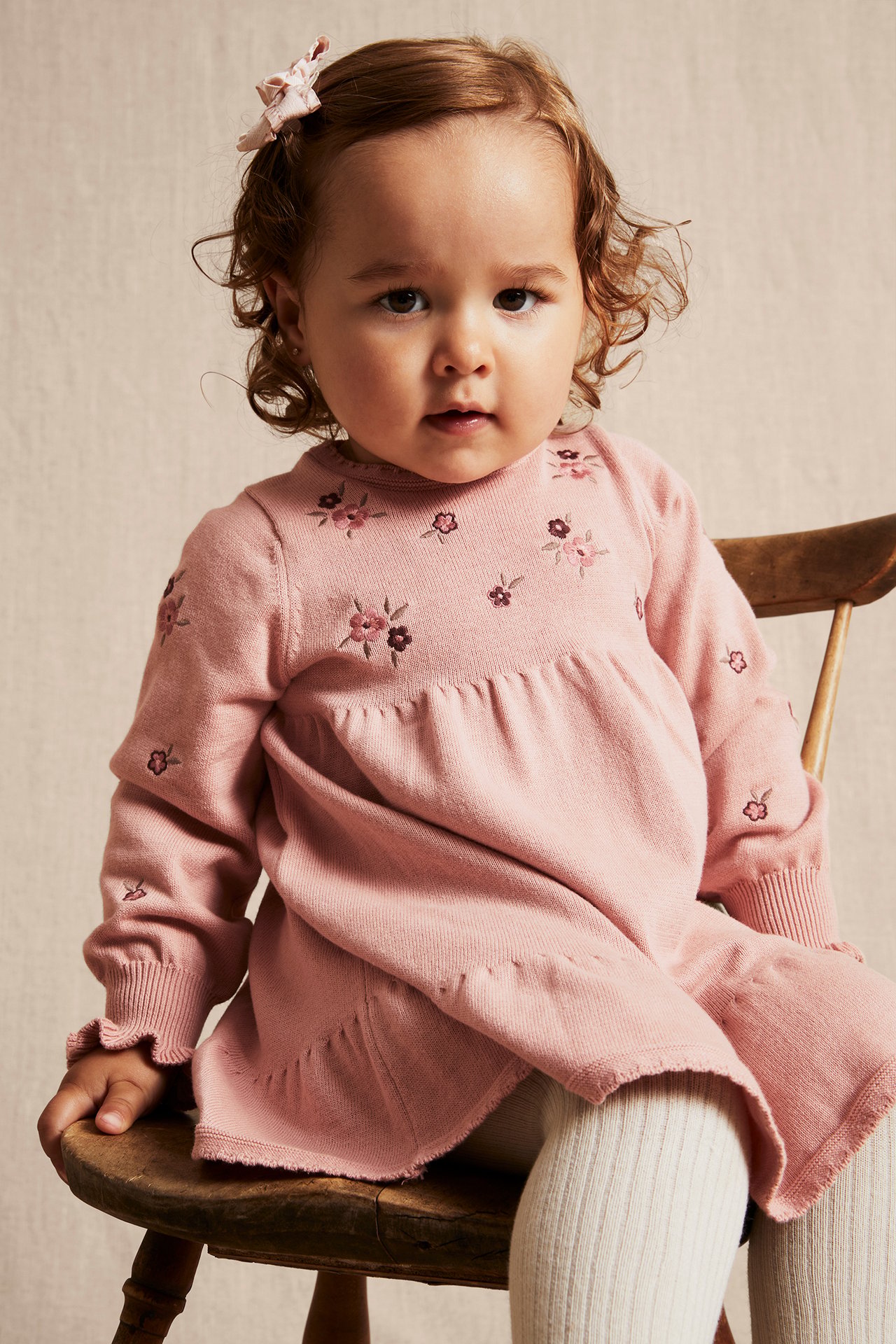 Floral embroidered knitted dress - Pink - 2