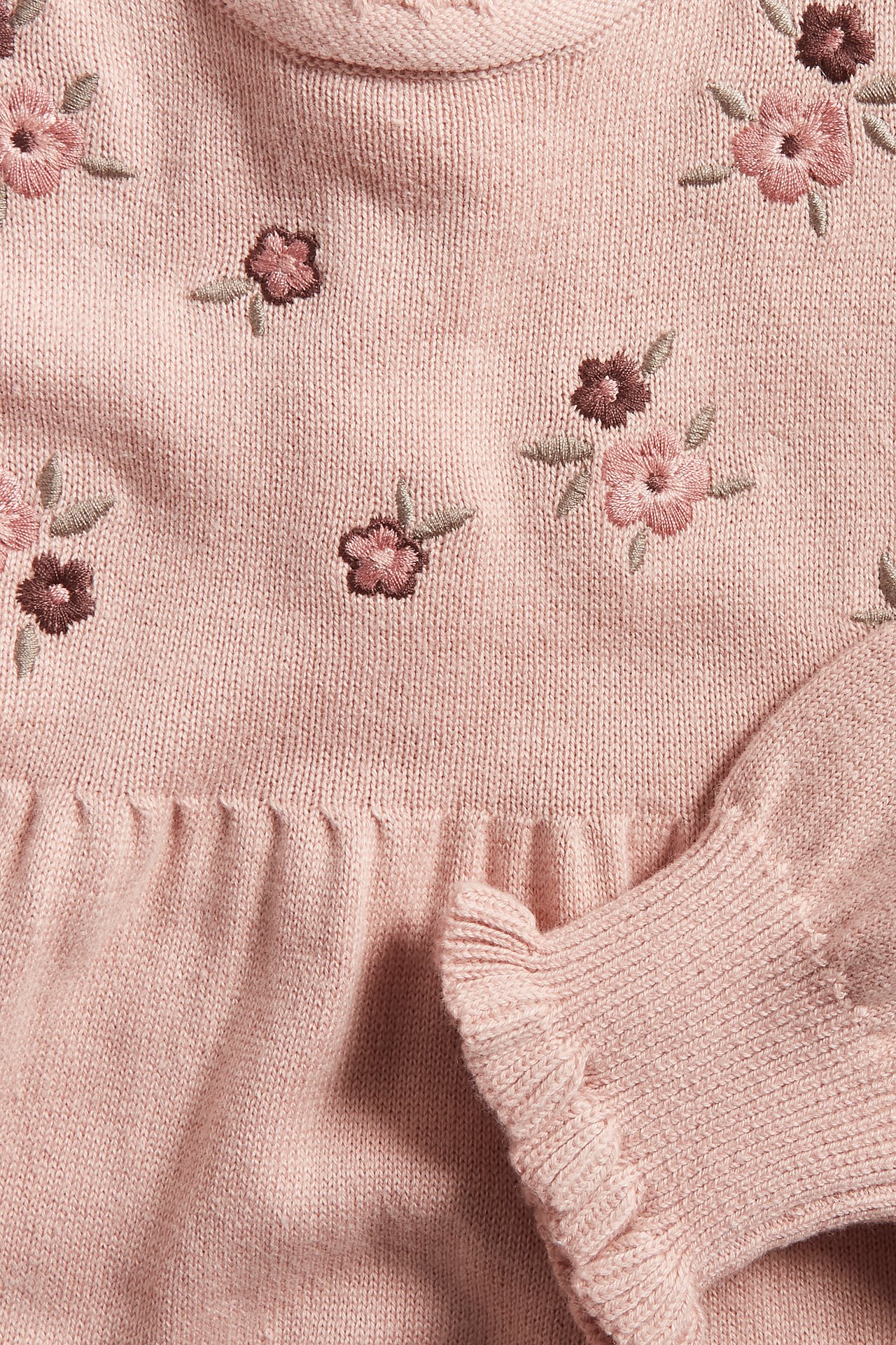 Floral embroidered knitted dress - Pink - 4