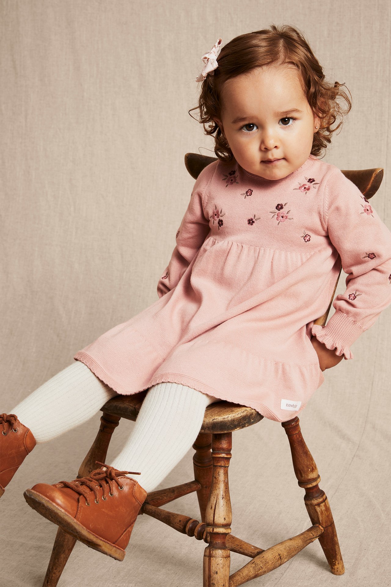 Floral embroidered knitted dress - Pink - 1
