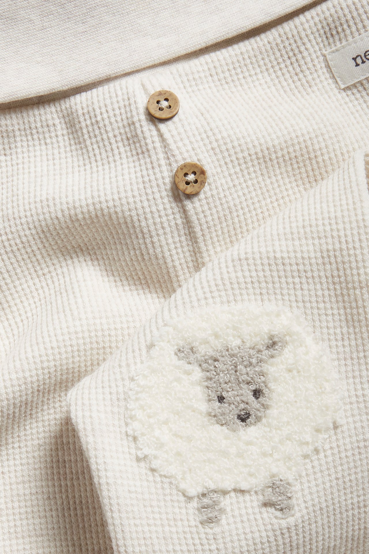 Lamb applique waffle-knit leggings - Beige mélange - 1