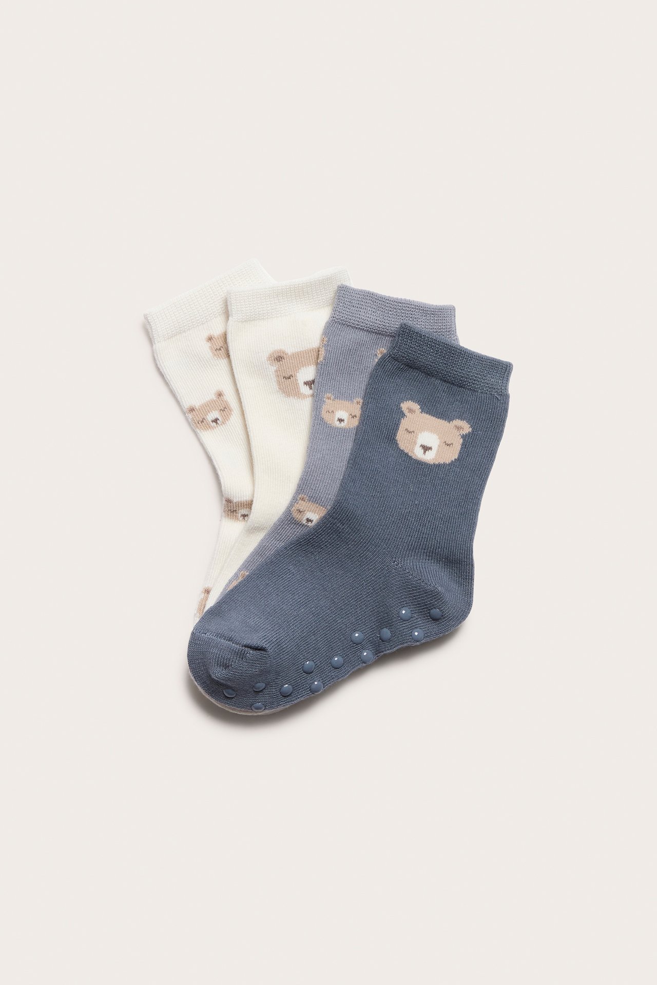 Multi blue teddy bear socks 4-pack - Blue - 1