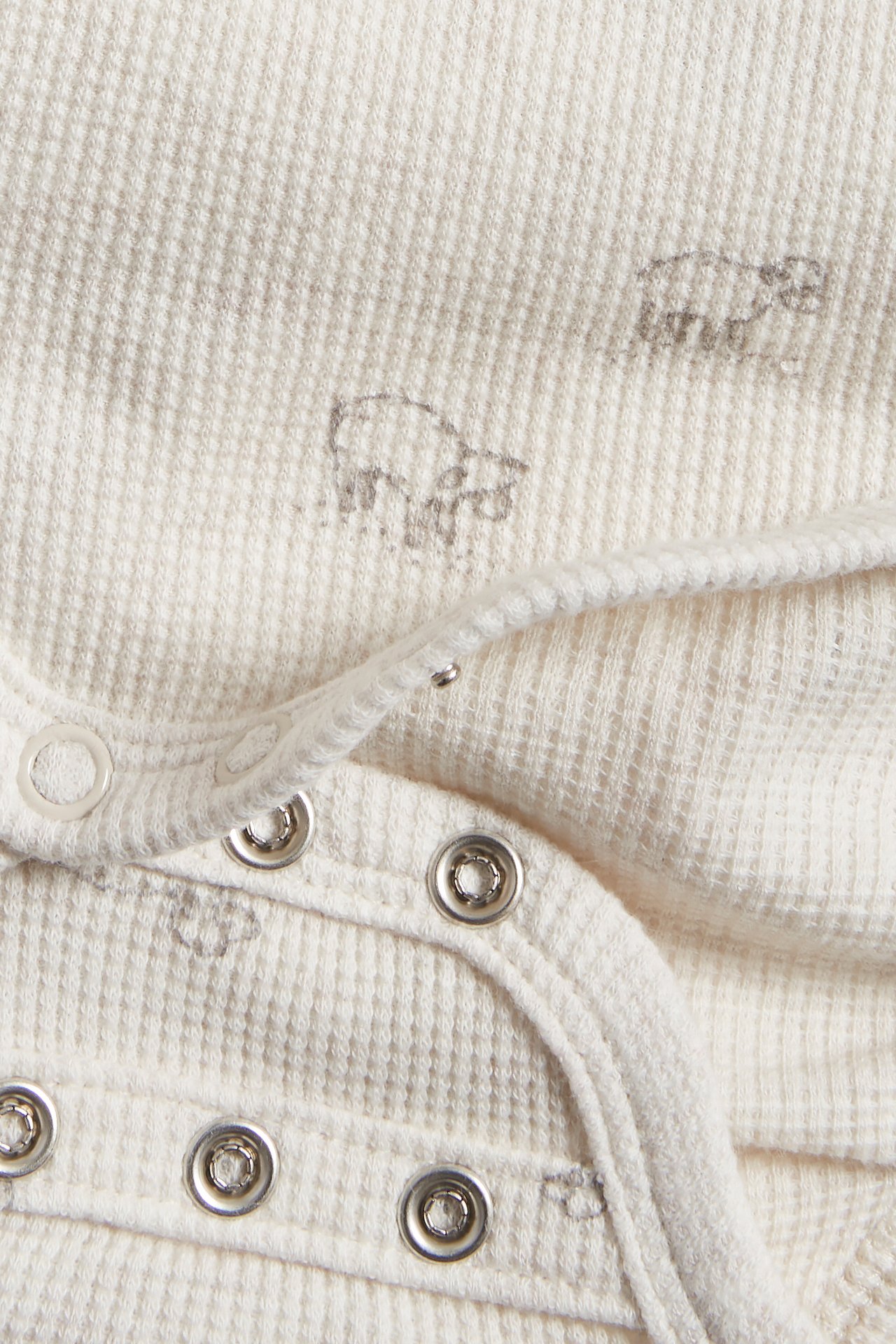 Lamb patterned waffle knit bodysuit - Beige mélange - 1