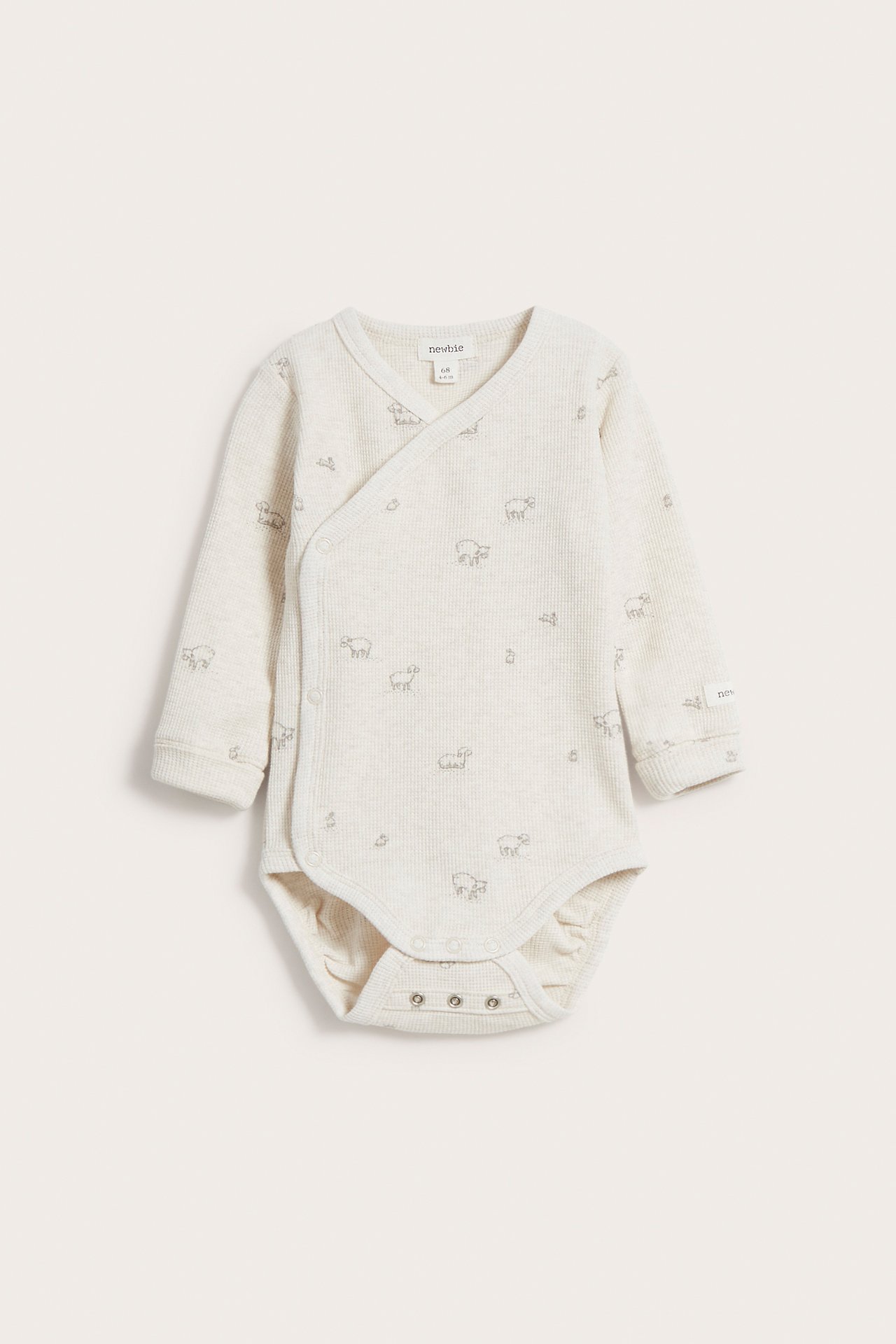 Lamb patterned waffle knit bodysuit - Beige mélange - 2