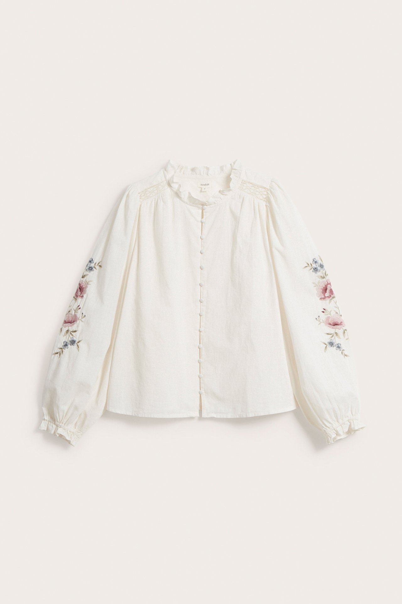 Women's floral embroidery blouse - Off-white - 6