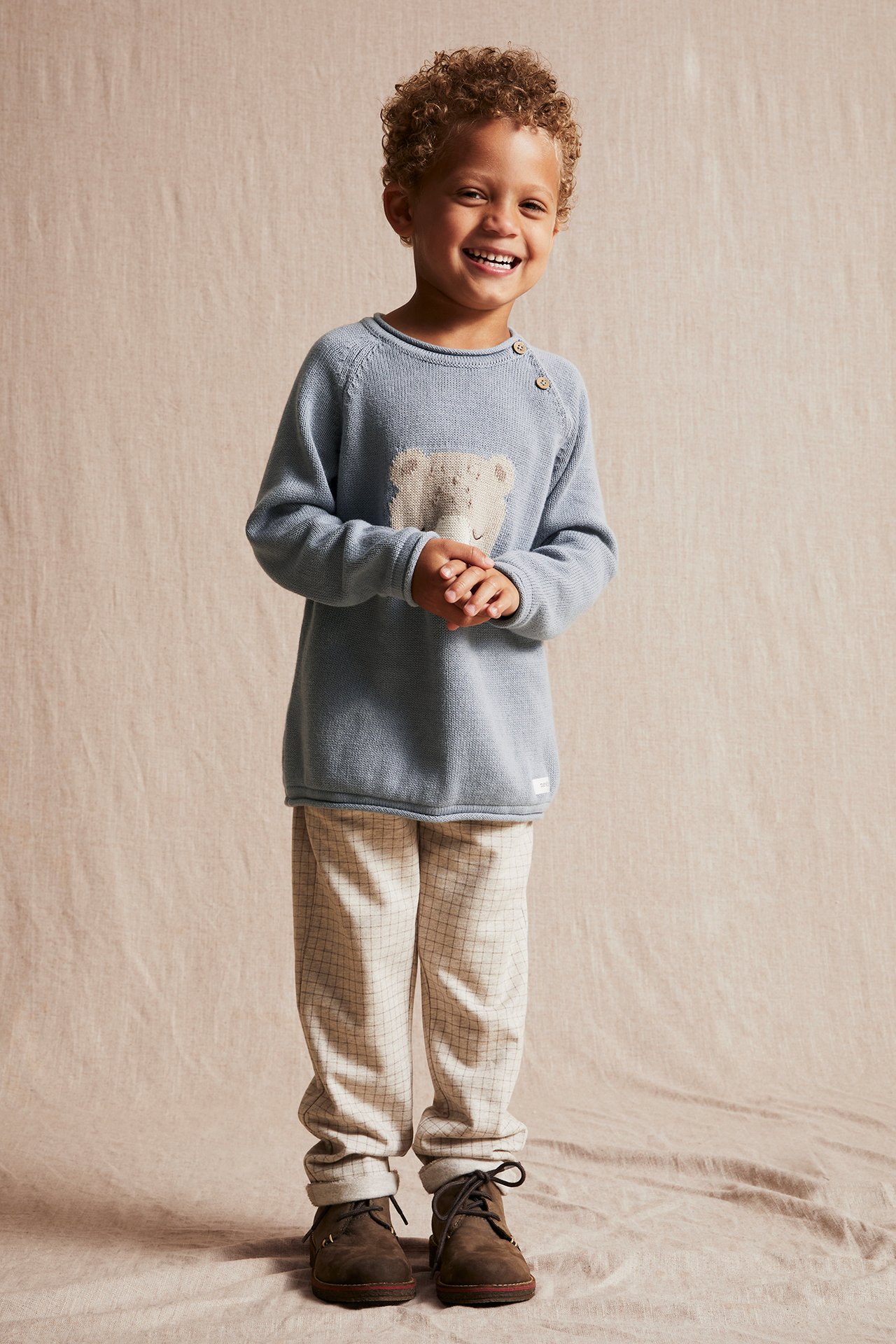 Pullover mit Teddybär-Jacquardmuster - Hellblau - 2