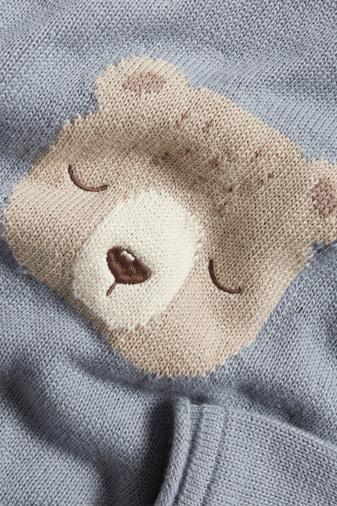 Pullover mit Teddybär-Jacquardmuster - Hellblau - 4