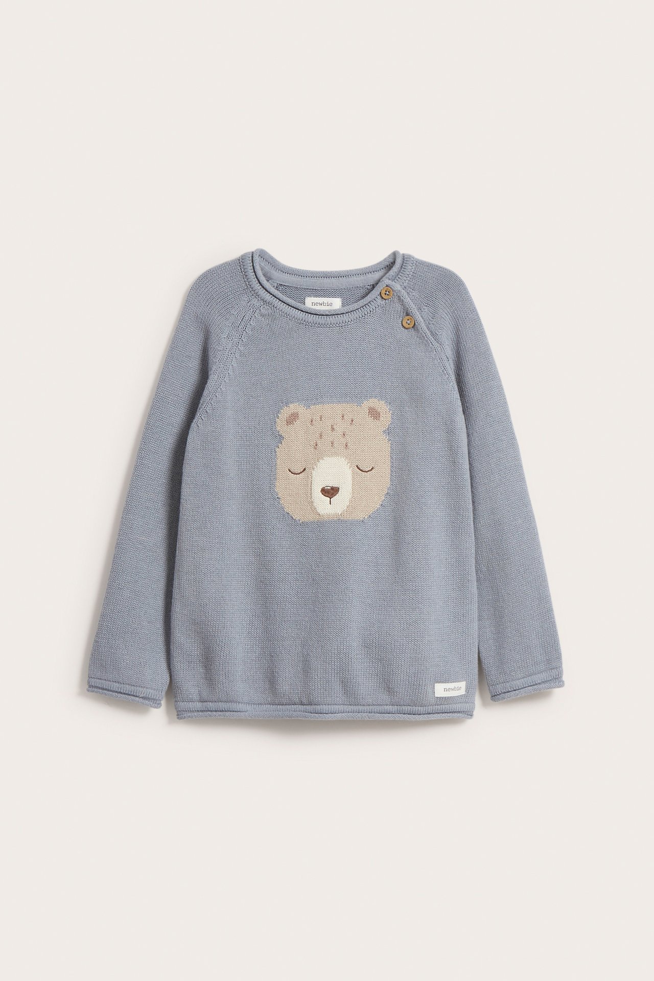Pullover mit Teddybär-Jacquardmuster - Hellblau - 5