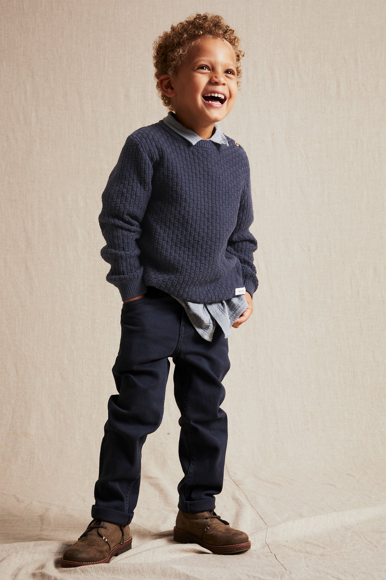 Gemusterter Strickpullover - Dunkelblau - 2