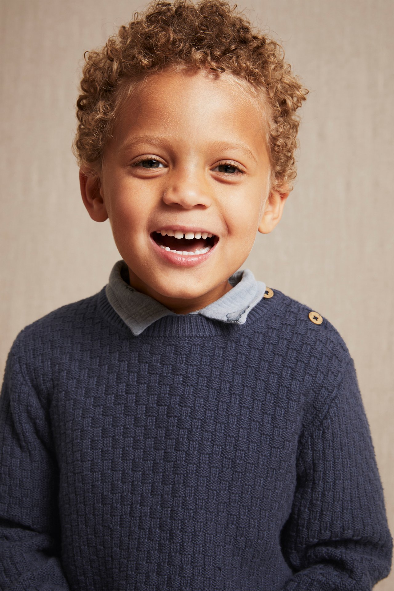 Gemusterter Strickpullover - Dunkelblau - 3