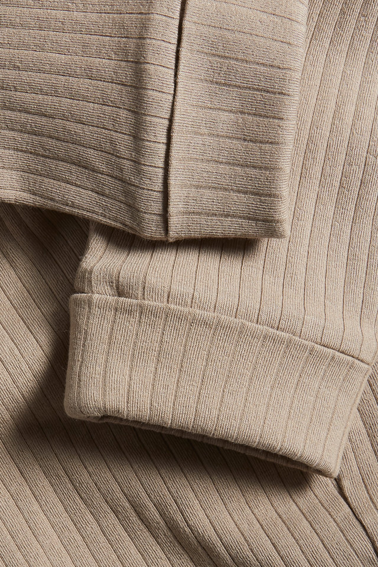 Basic ribbed leggings - Dark beige - 1