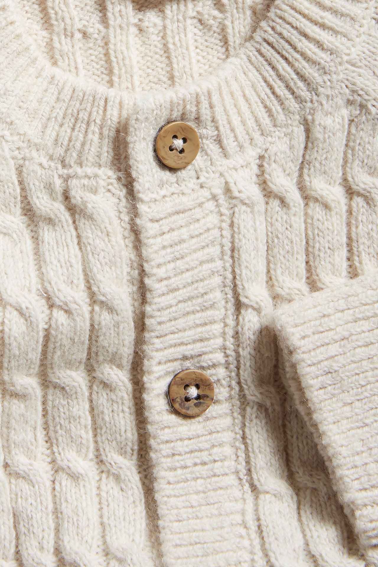 Strickjacke mit Zopfmuster - Beige meliert - 1