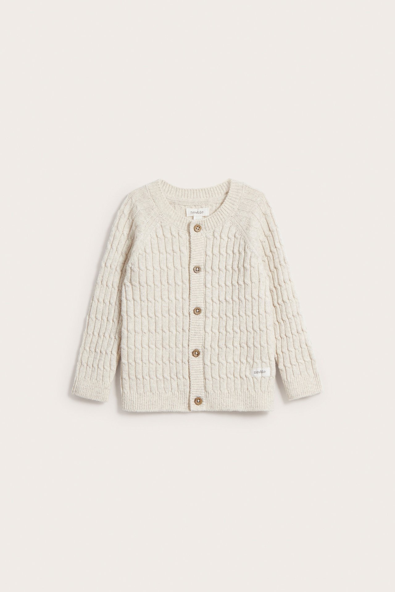 Strickjacke mit Zopfmuster - Beige meliert - 2