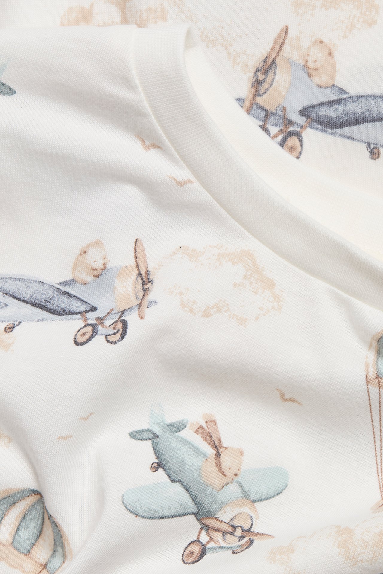 Zweiteiliges Pyjama-Set mit Flugzeugprint - Naturweiß - 1