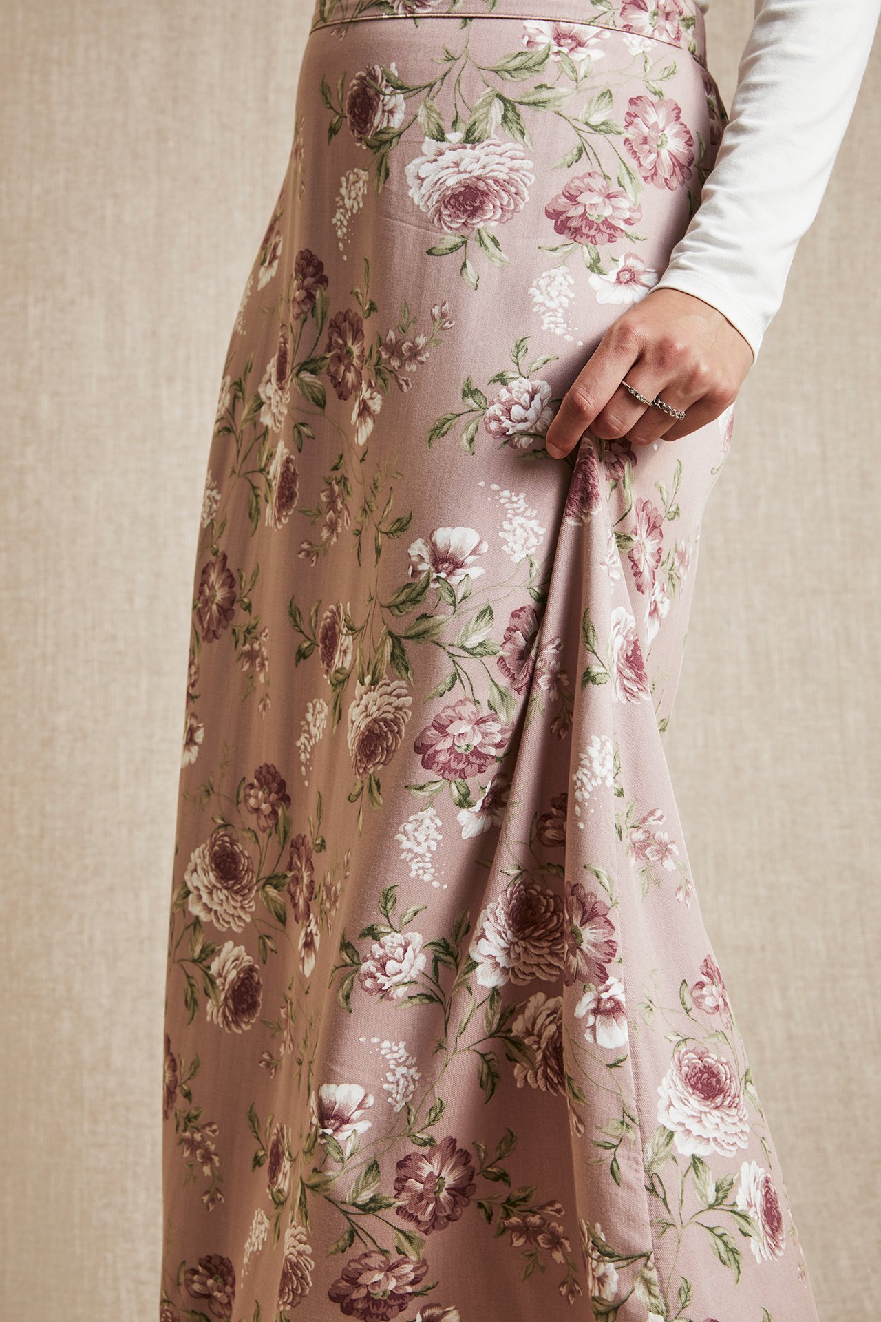 Rock aus Viskose mit Blumenmuster für Damen - Rosa - 180 cm/Größe S - 2
