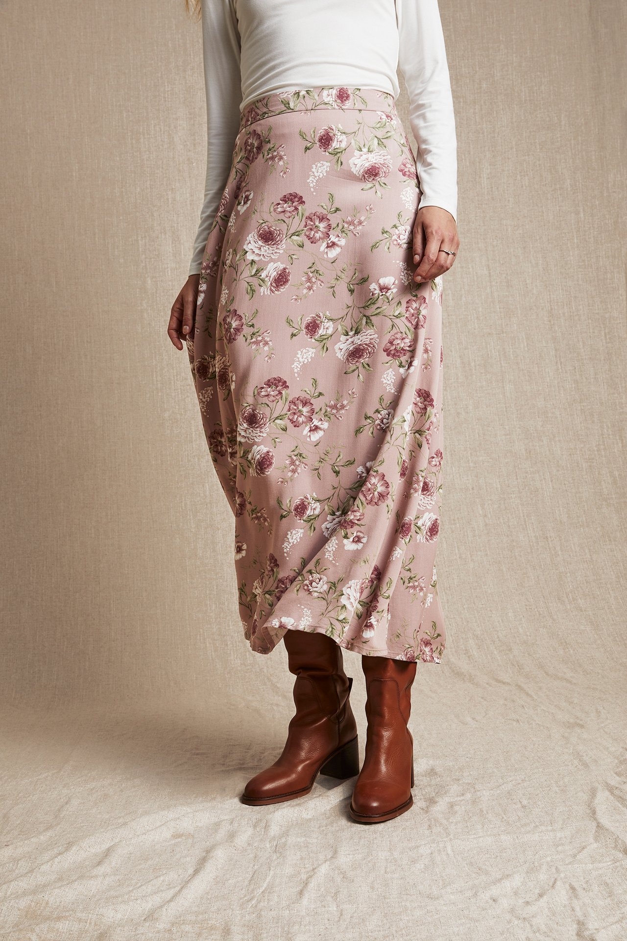 Rock aus Viskose mit Blumenmuster für Damen - Rosa - 180 cm/Größe S - 3