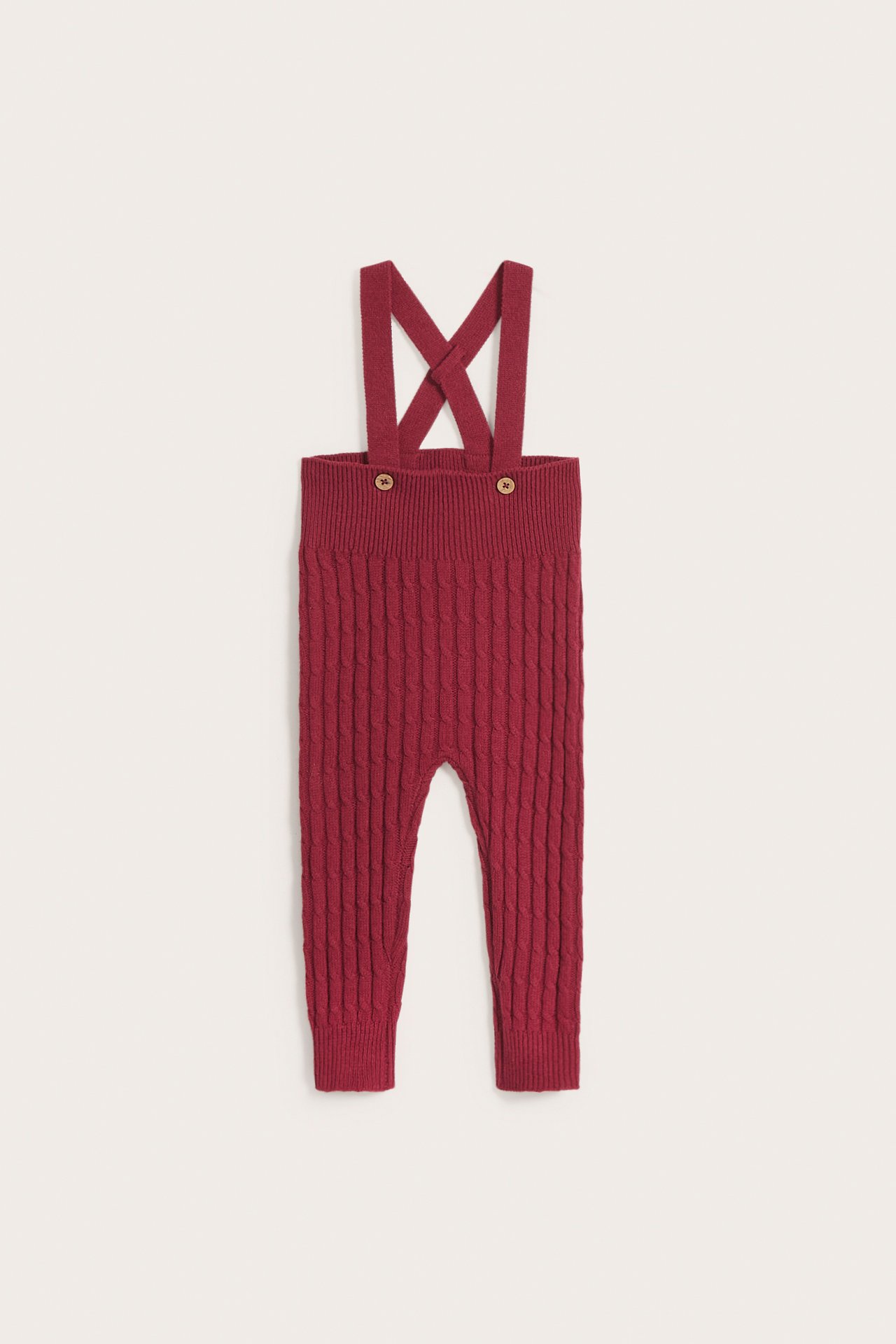Knitted suspender leggings - Red - 3