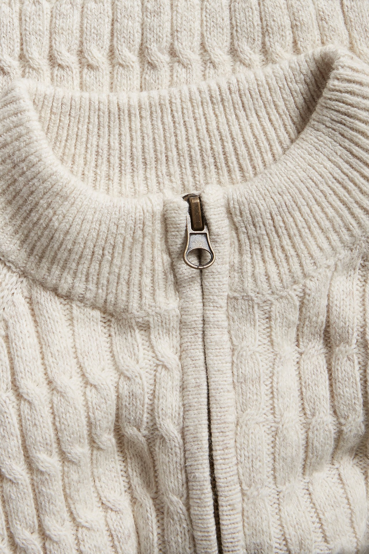 Cable-knit zip - Beige mélange - 1