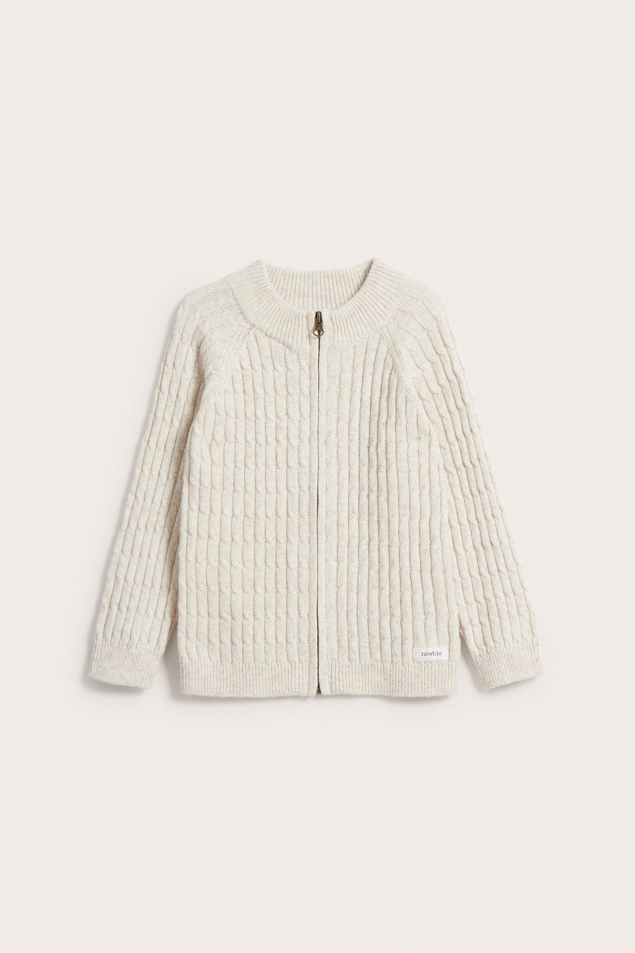 Cable-knit zip - Beige mélange - 2