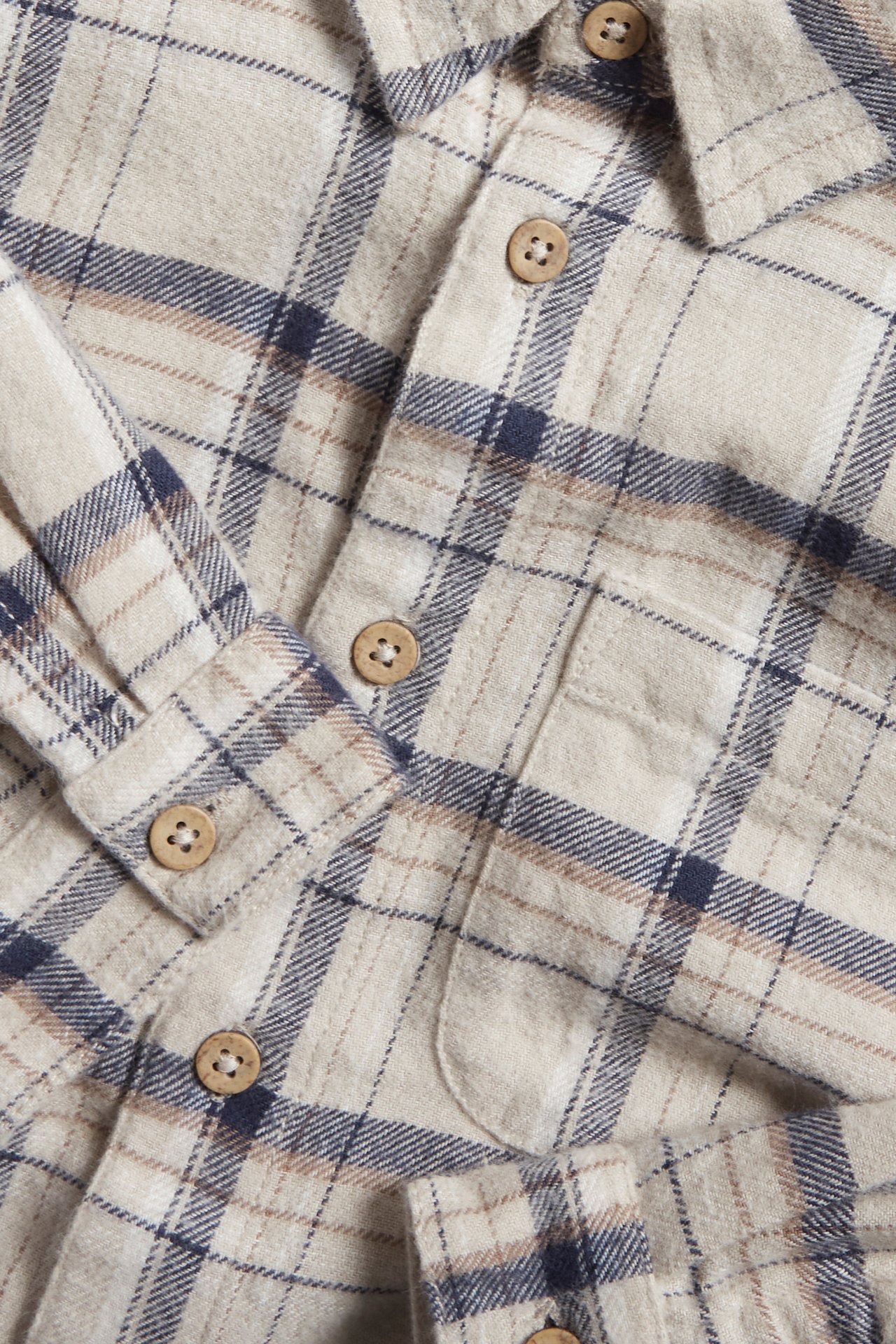 Checked cotton shirt - Beige mélange - 1