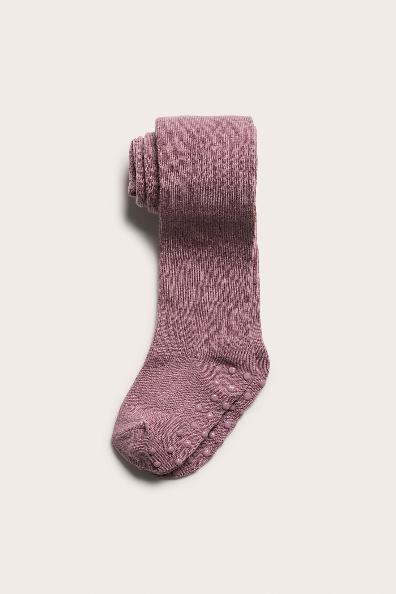 Gerippte Strumpfhose aus Baumwolle - Dunkelrosa - 1