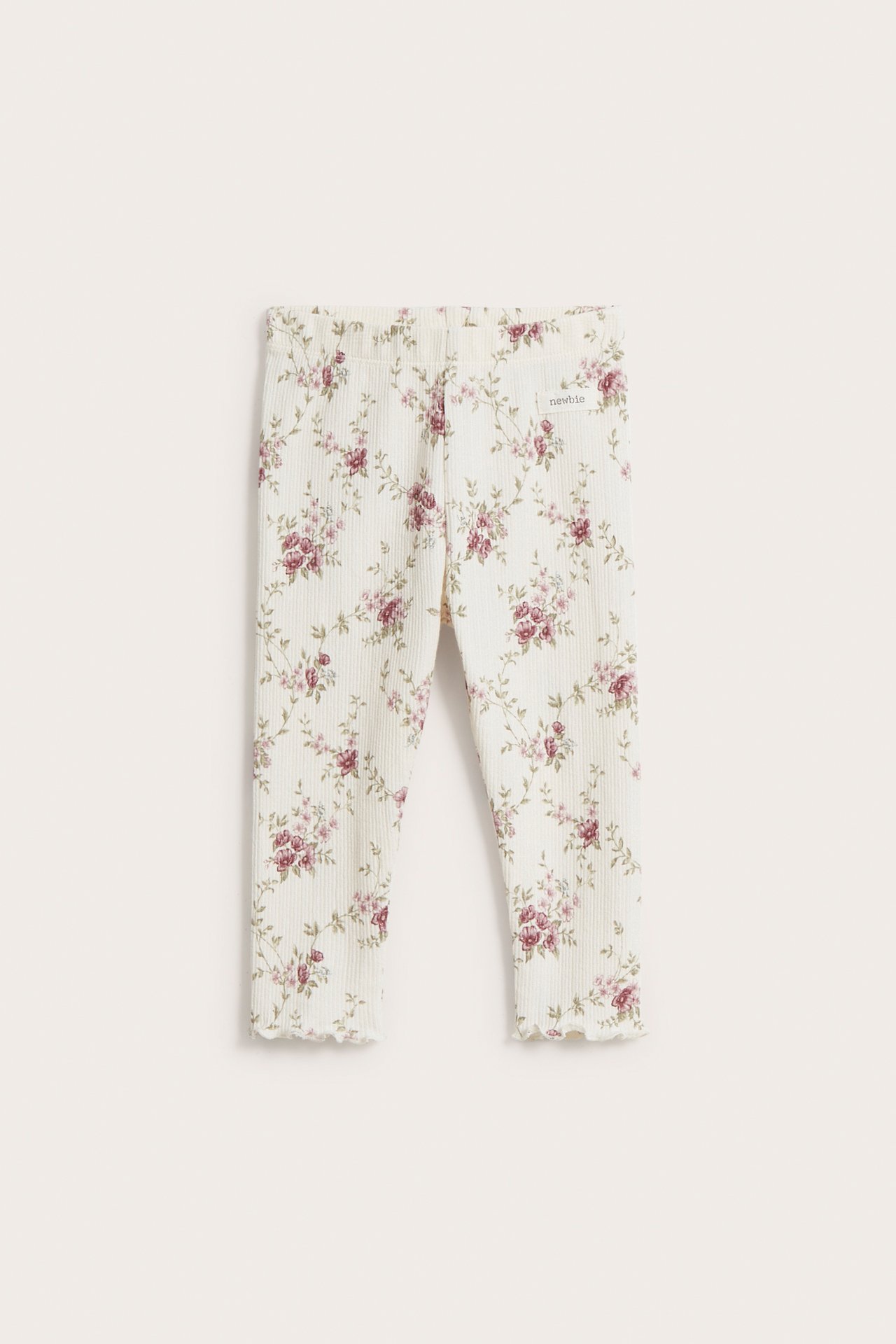 Gerippte Leggings mit Blumenmuster - Naturweiß - 2