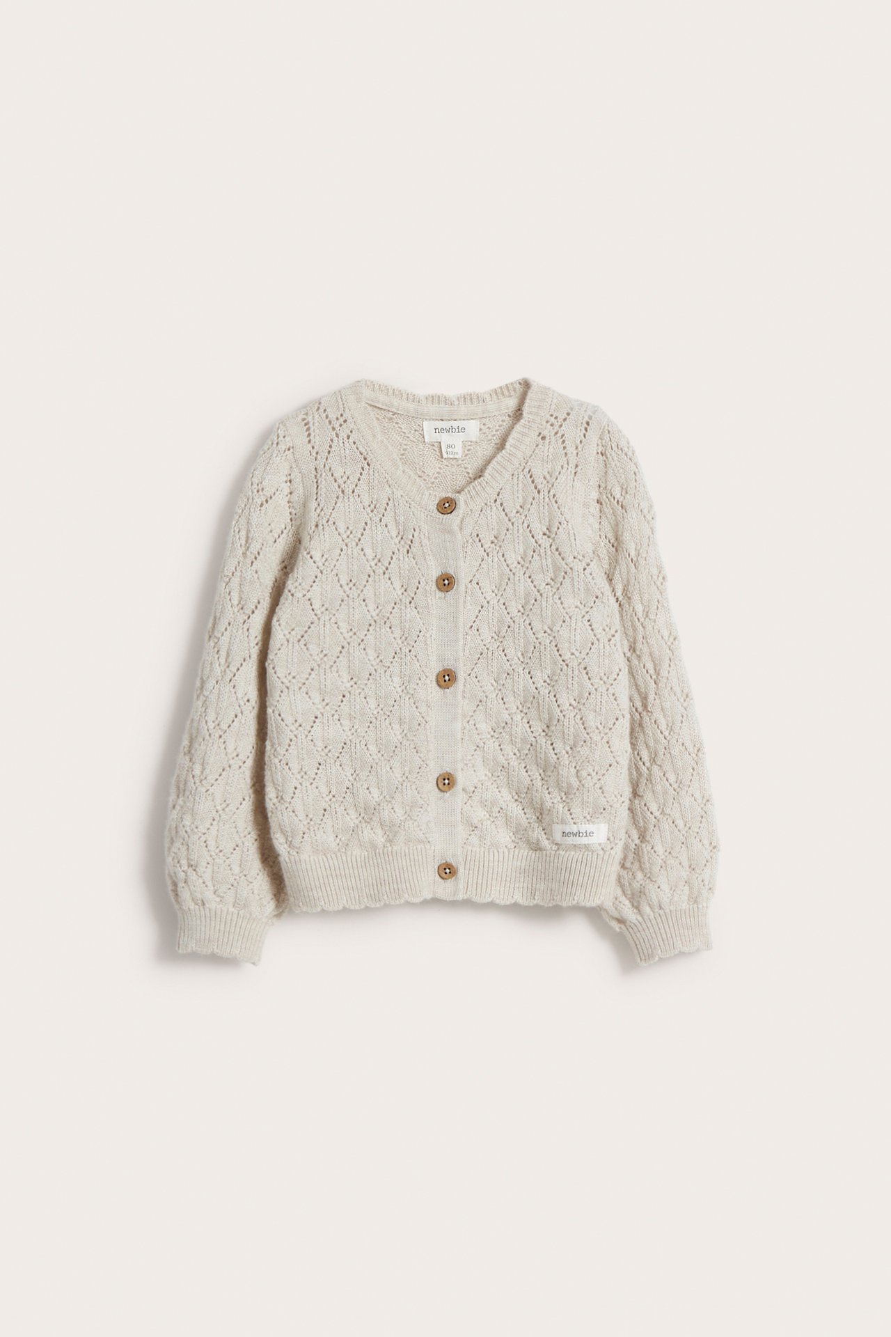 Wool pattern-knit cardigan