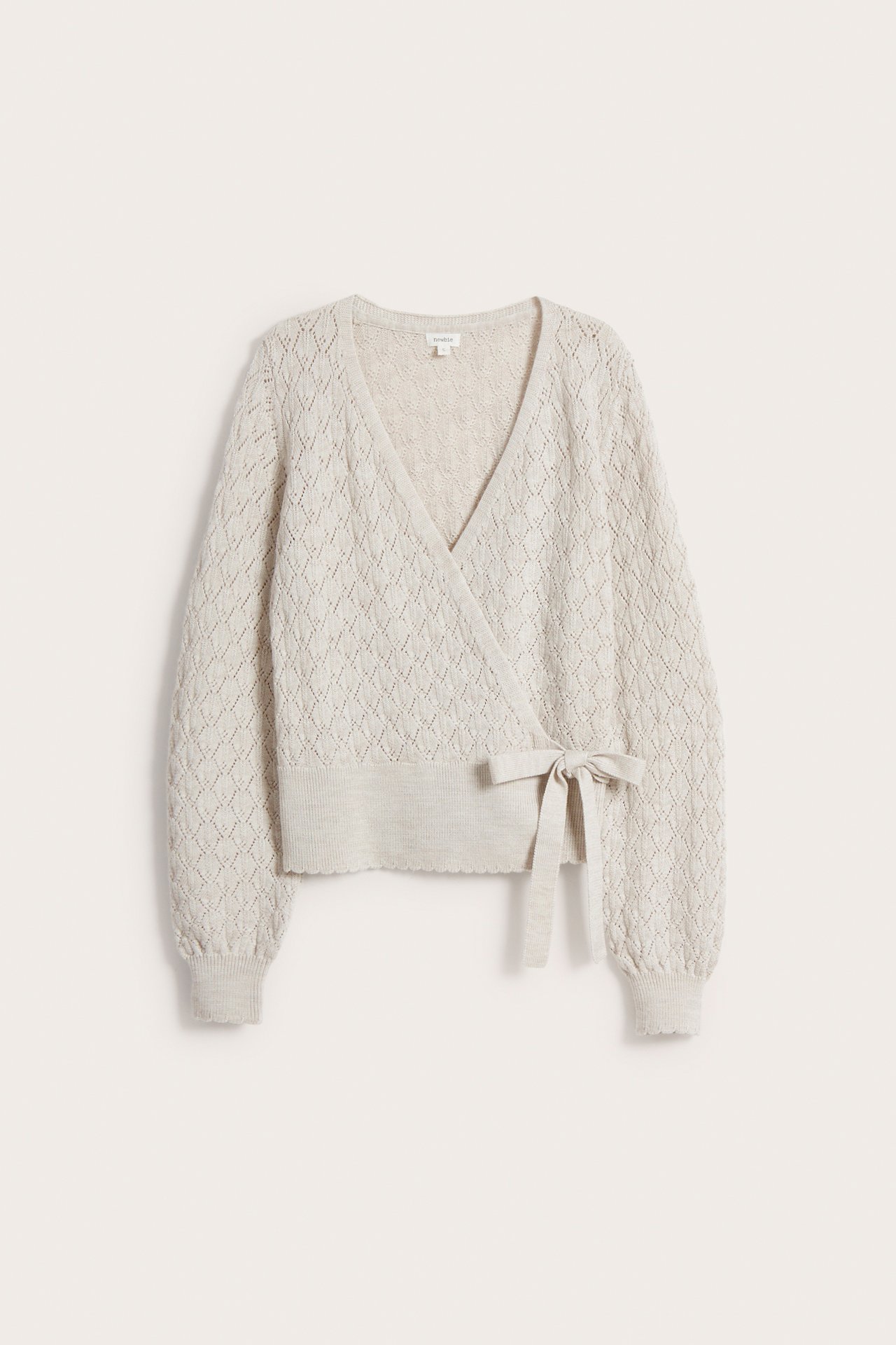 Women's wool wrap cardigan - Beige mélange - 6