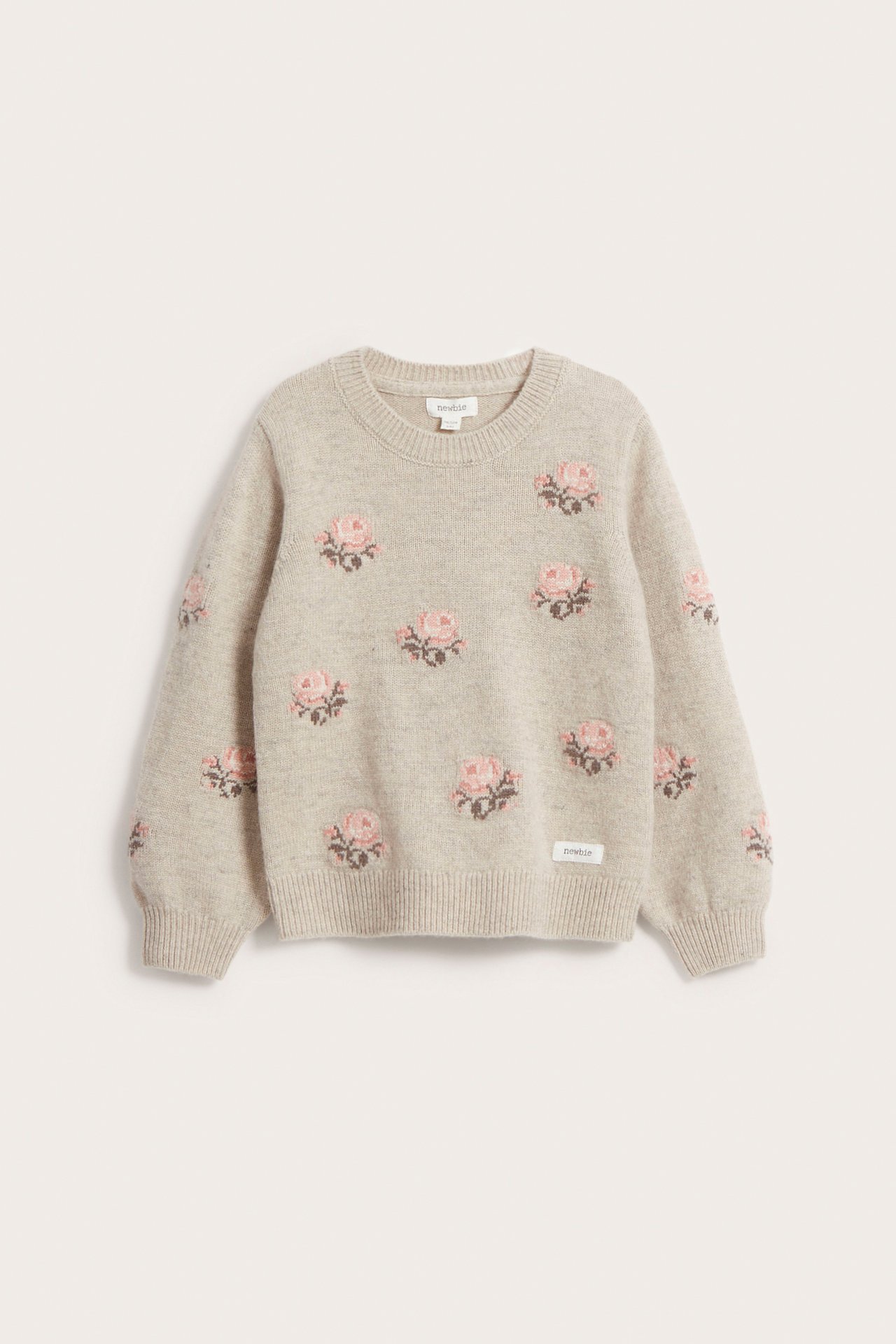 Jacquard-knit rose sweater