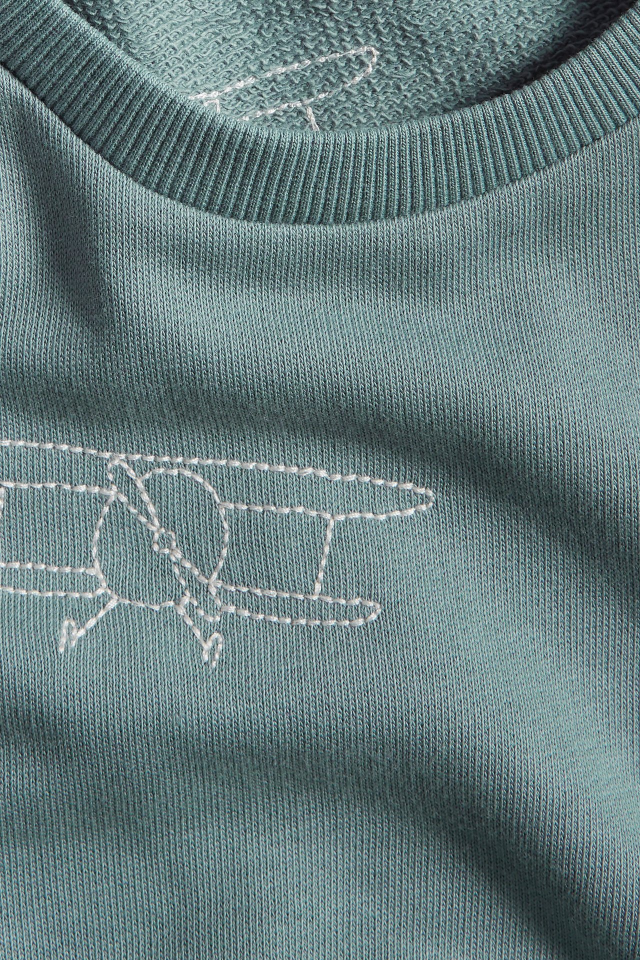 Sweatshirt mit Flugzeugstickerei - Türkis - 1