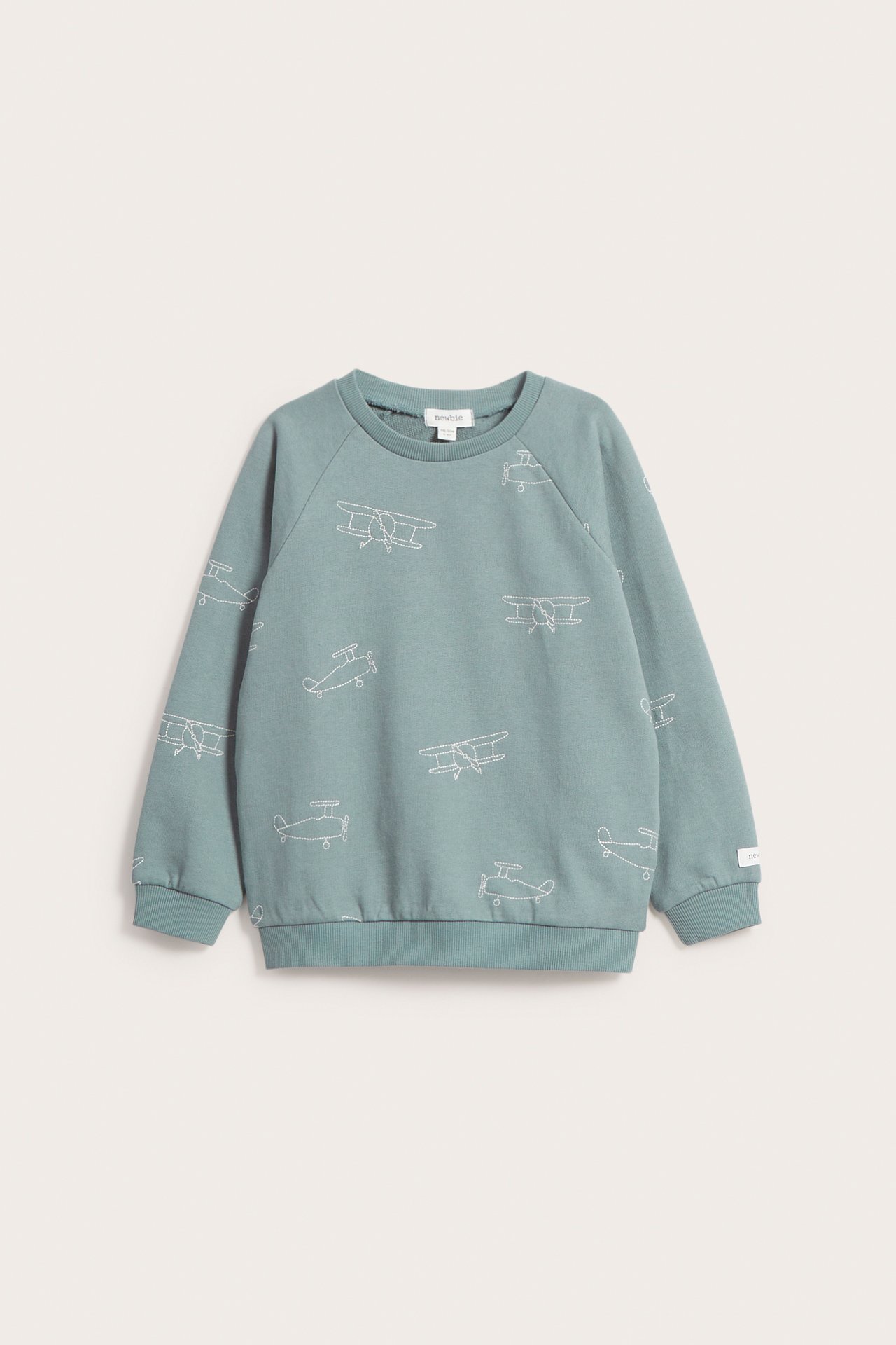 Sweatshirt mit Flugzeugstickerei - Türkis - 2