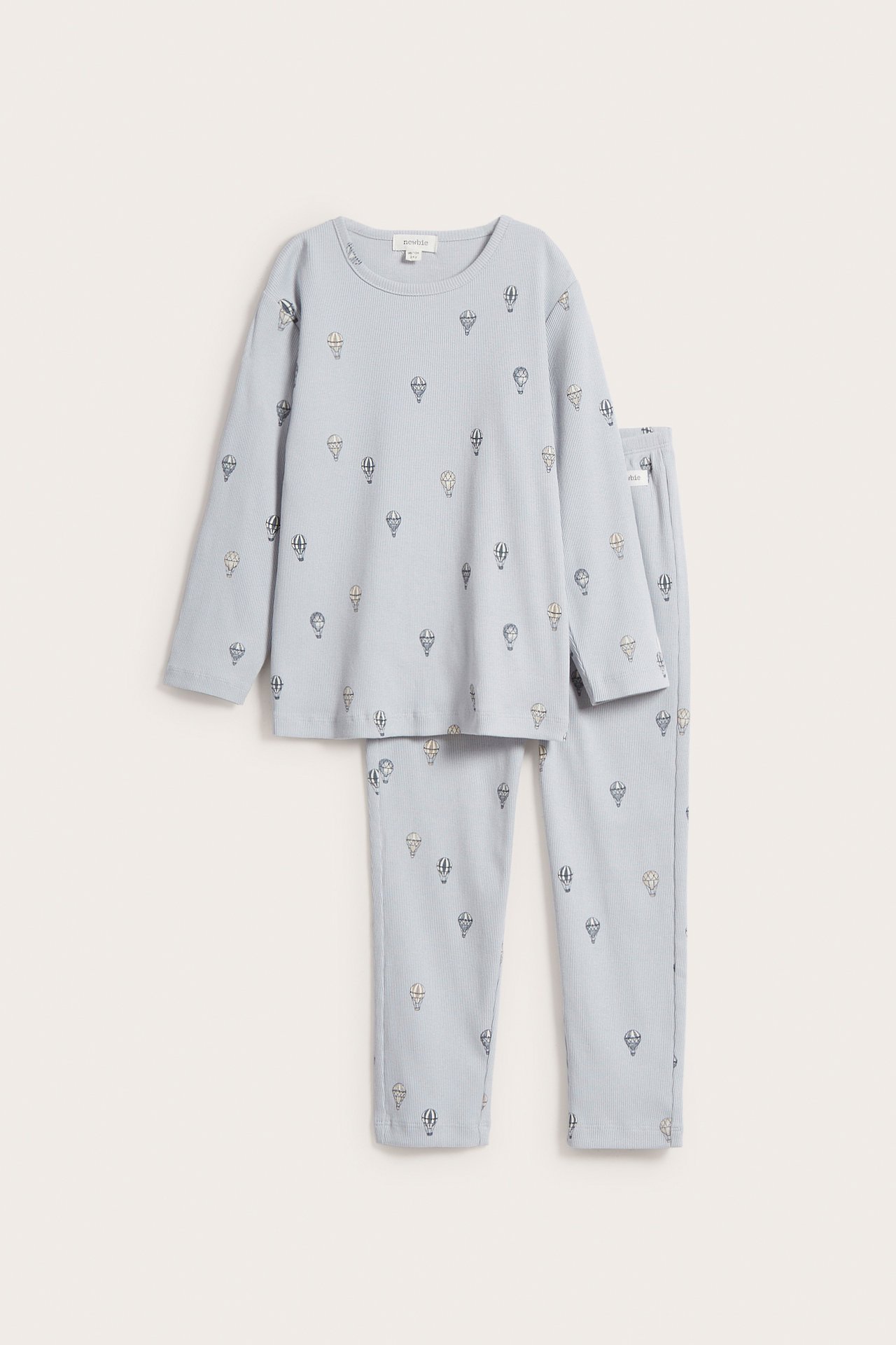 Ribbed hot air balloons pajamas set - Light blue  - 2
